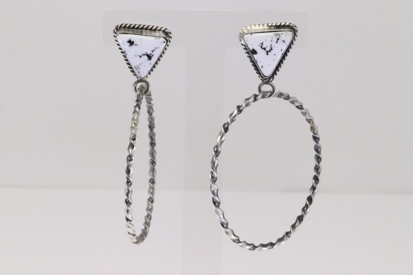 Native America Navajo Handmade Sterling Silver White Buffalo Post Earring's By Elouise Kee. (1 of 4)