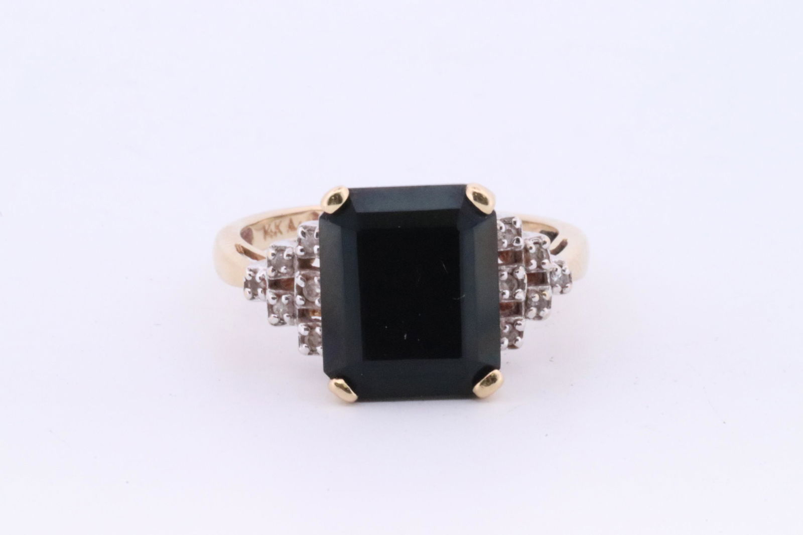 Black Onyx & Diamond Ring 14Kt. (1 of 4)