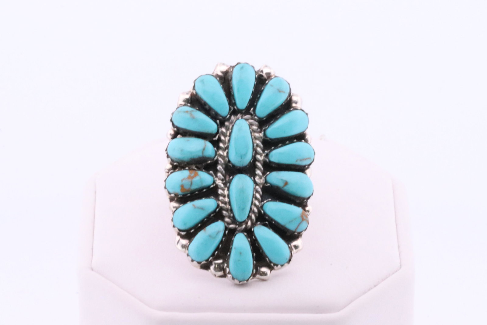 Native America Navajo Handmade Sterling Silver Synthetic Turquoise Ring By J.W.: This is a Native America Navajo Handmade Sterling Silver Synthetic Turquoise Ring By J.W. Ring size: 7.75.