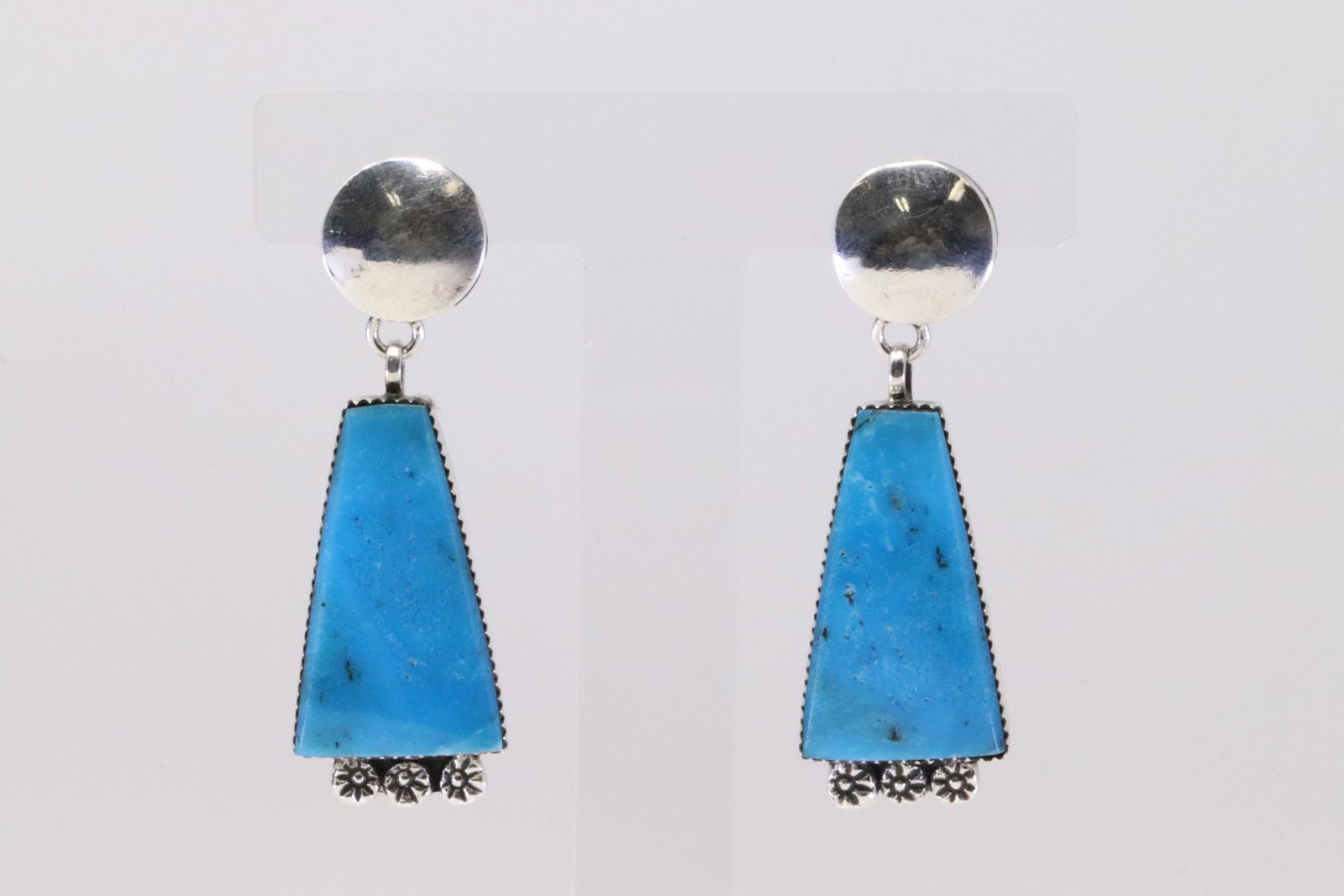 Native America Navajo Handmade Sterling Silver Turquoise Post Earring's By Selina Warner.: This is a Native America Navajo Handmade Sterling Silver Turquoise Post Earring's By Selina Warner.