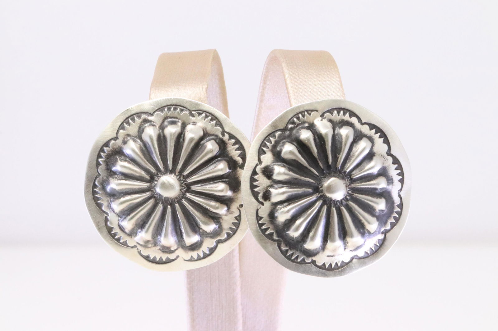 Native America Navajo Handmade Sterling Silver Post Earring's By Arlene Soce. (1 of 4)