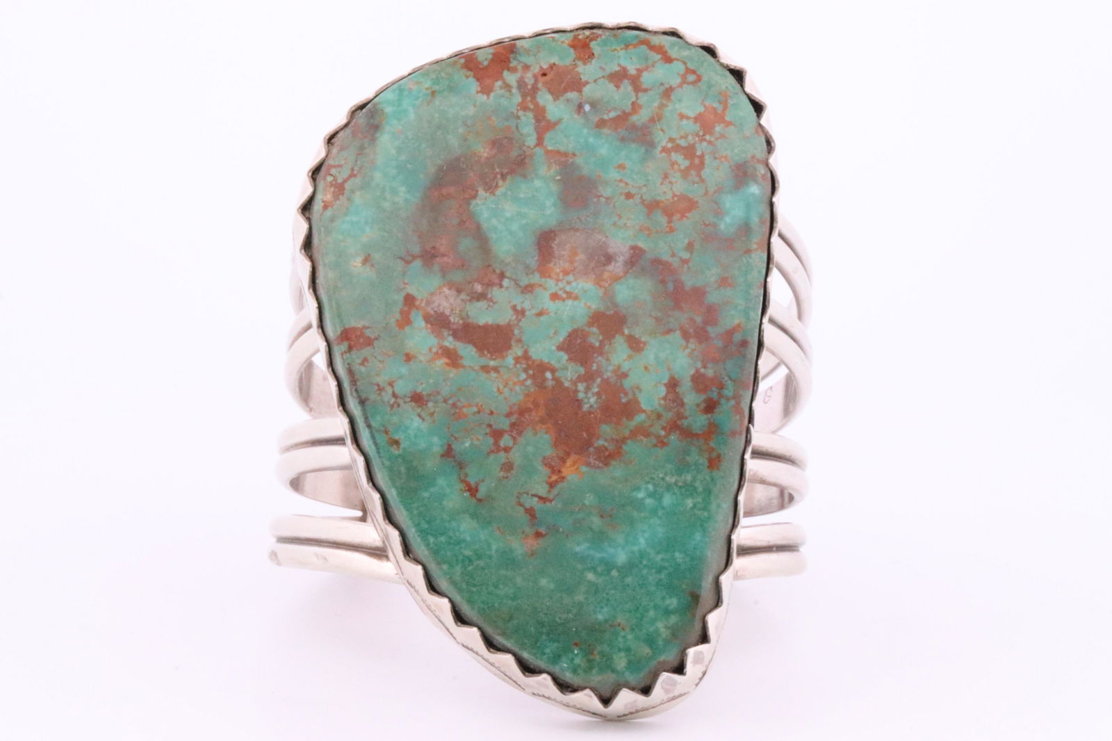 Native American Navajo Handmade Sterling Silver Turquoise Bracelet Cuff By Danny Henio. (1 of 5)