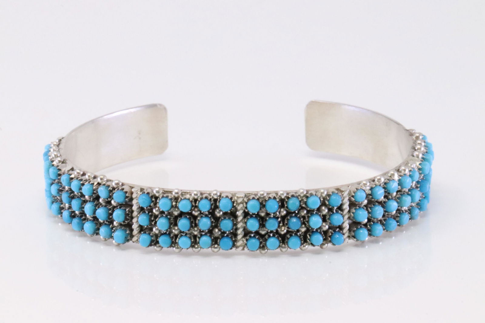 Native America Zuni Handmade Sterling Silver Turquoise Bracelet By April Haloo. (1 of 4)