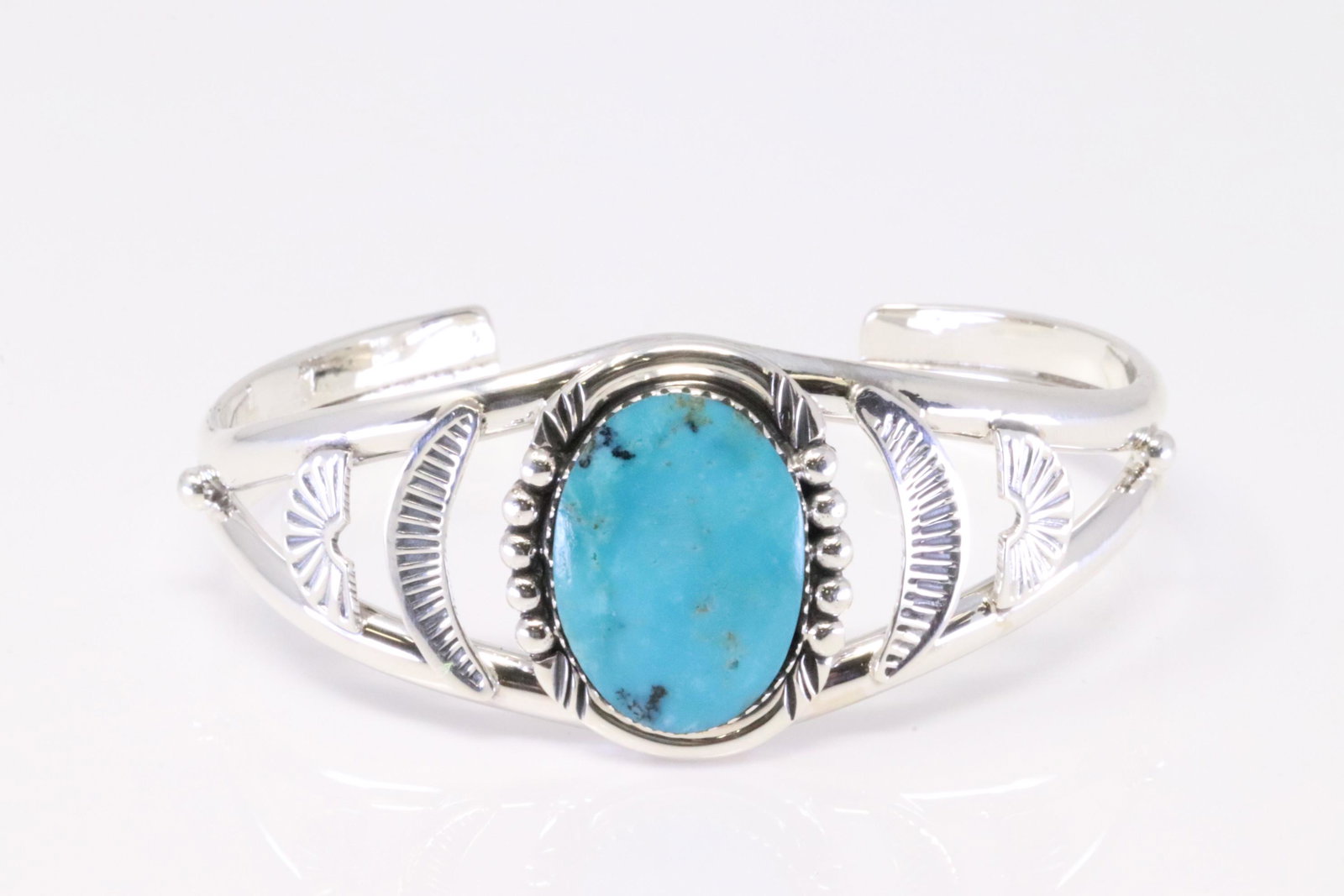 Native America Navajo Handmade Sterling Silver Turquoise Bracelet By Clarence Long.: This is a Native America Navajo Handmade Sterling Silver Turquoise Bracelet By Clarence Long.