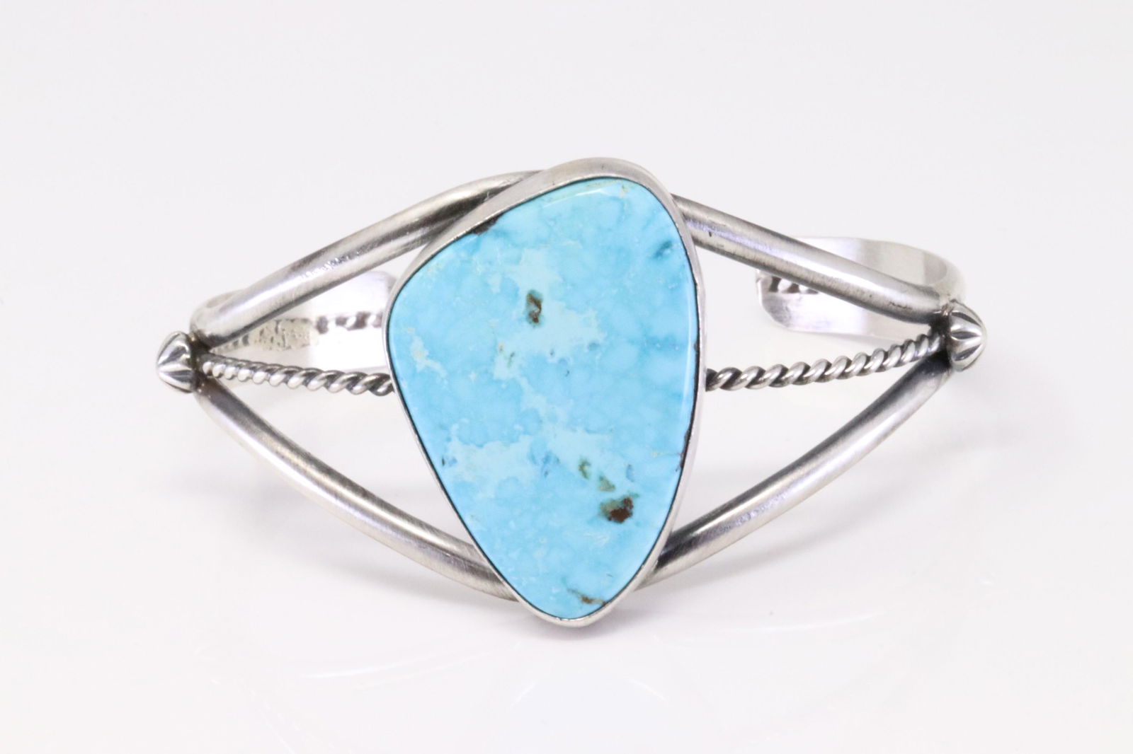 Native America Navajo Handmade Sterling Silver Blue Bird Turquoise Bracelet By Augustine Largo. (1 of 4)