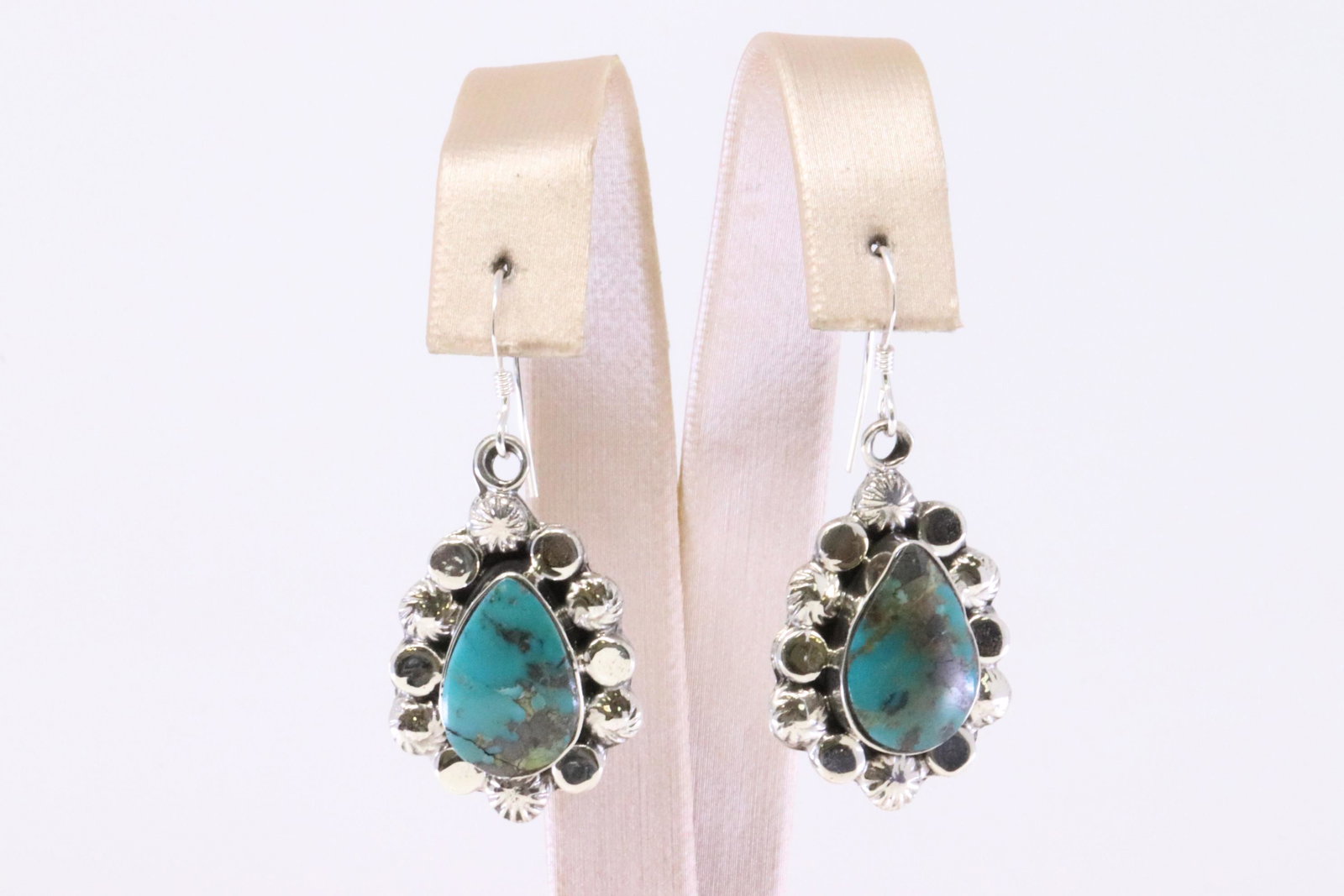Native America Navajo Handmade Sterling Silver Turquoise Dangling Earring's By Saddy Jim.: This is a Native America Navajo Handmade Sterling Silver Turquoise Dangling Earring's By Saddy Jim.
