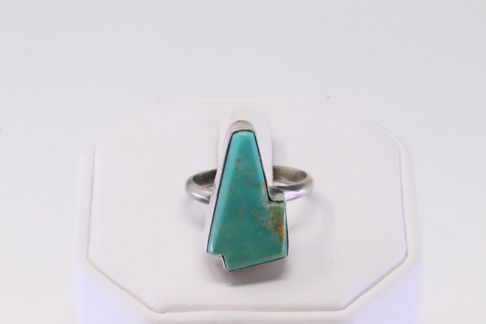 Native America Navajo Handmade Sterling Silver Turquoise Ring By Robert Shakey. (1 of 3)