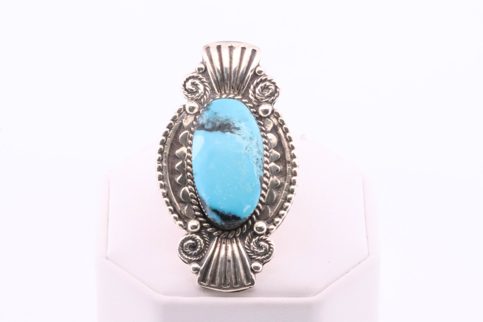 Native America Navajo Handmade Sterling Silver Turquoise Ring By Jimison Ben.: This is a Native America Navajo Handmade Sterling Silver Turquoise Ring By Jimison Ben. Ring size: 9.75.