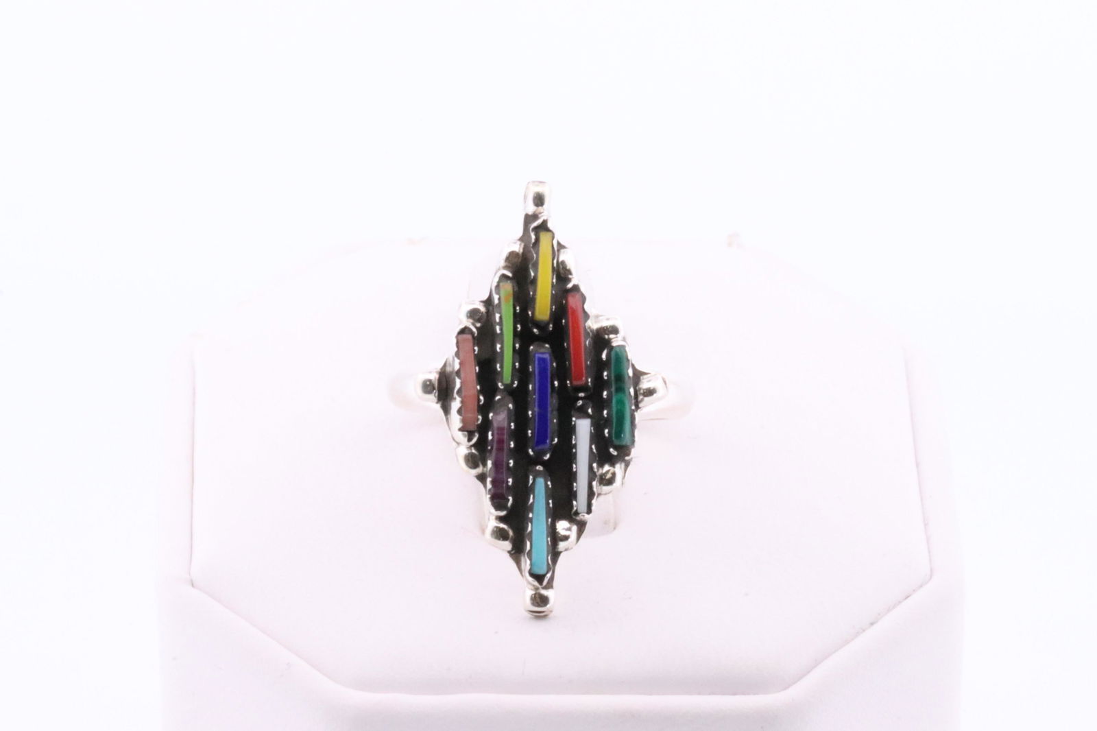 Native America Navajo Handmade Sterling Silver Multi-Stone Ring By G.Y. (1 of 4)