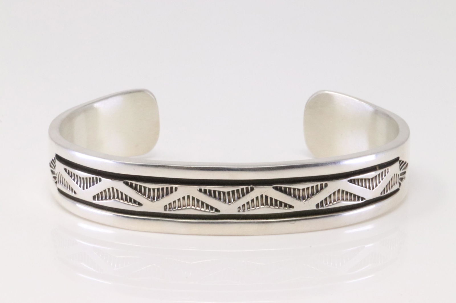 Native America Navajo Handmade Sterling Silver Solid Cuff Bracelet By B.Morgan. (1 of 4)