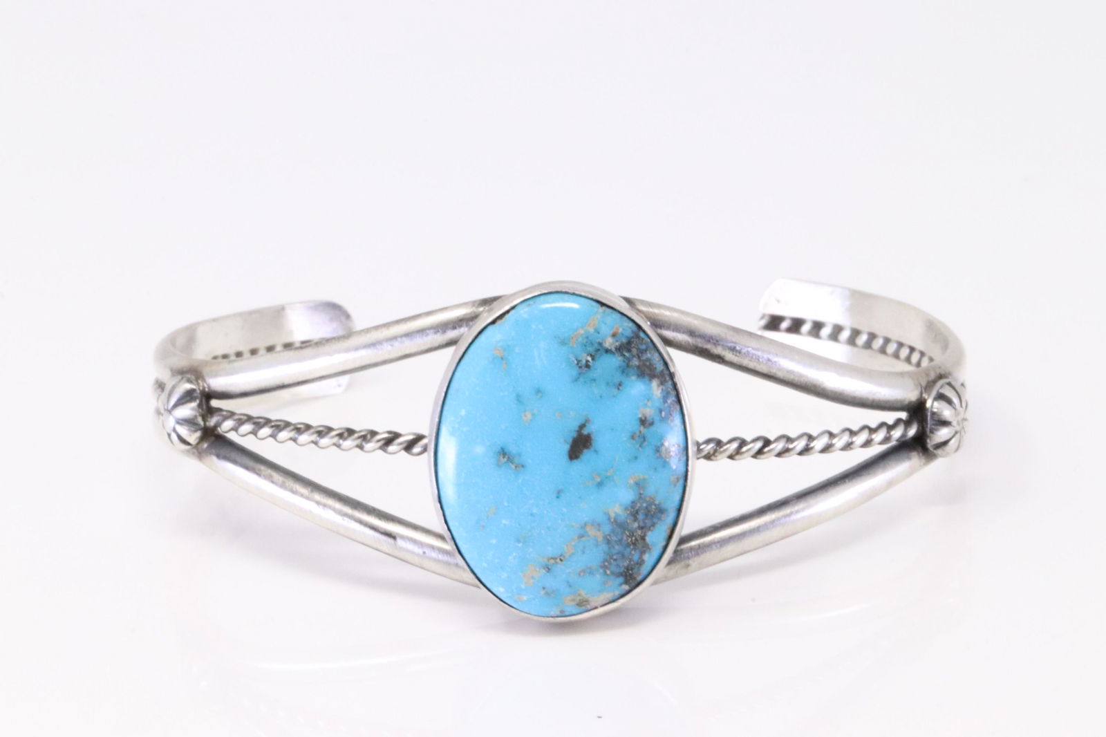 Native America Navajo Handmade Sterling Silver Blue Bird Turquoise Bracelet By Augustine Largo. (1 of 4)