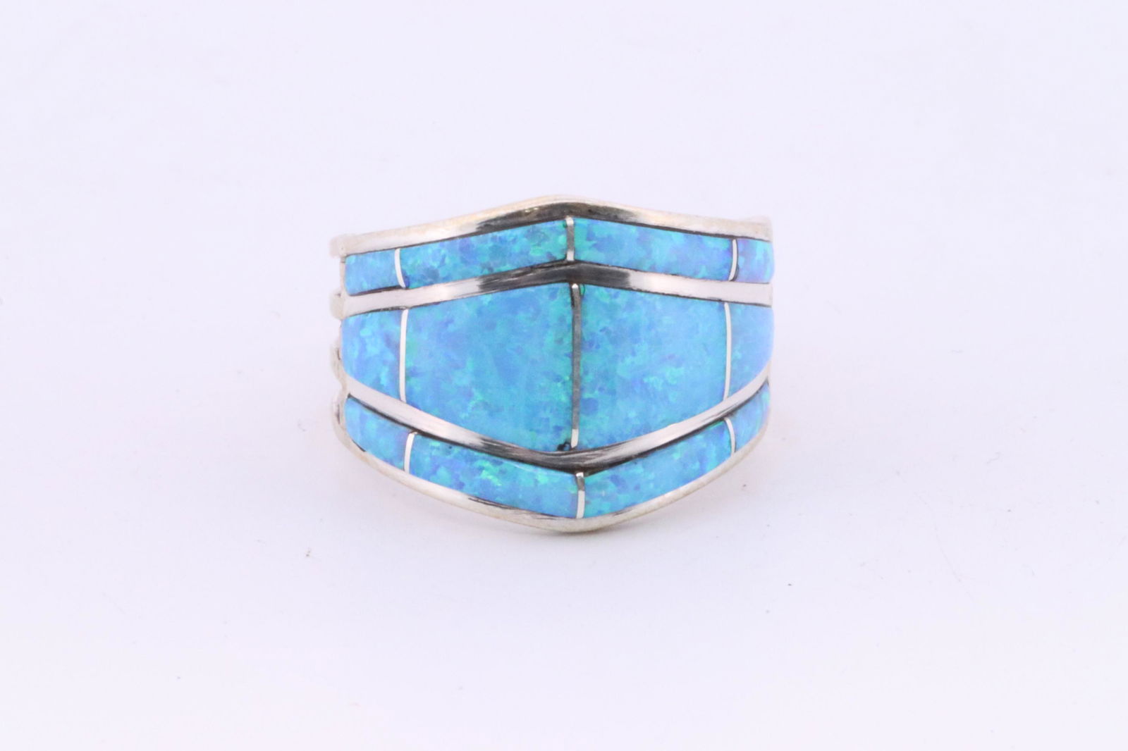 Native America Navajo Handmade Sterling Silver Opal Inlay Ring By A.E. (1 of 4)