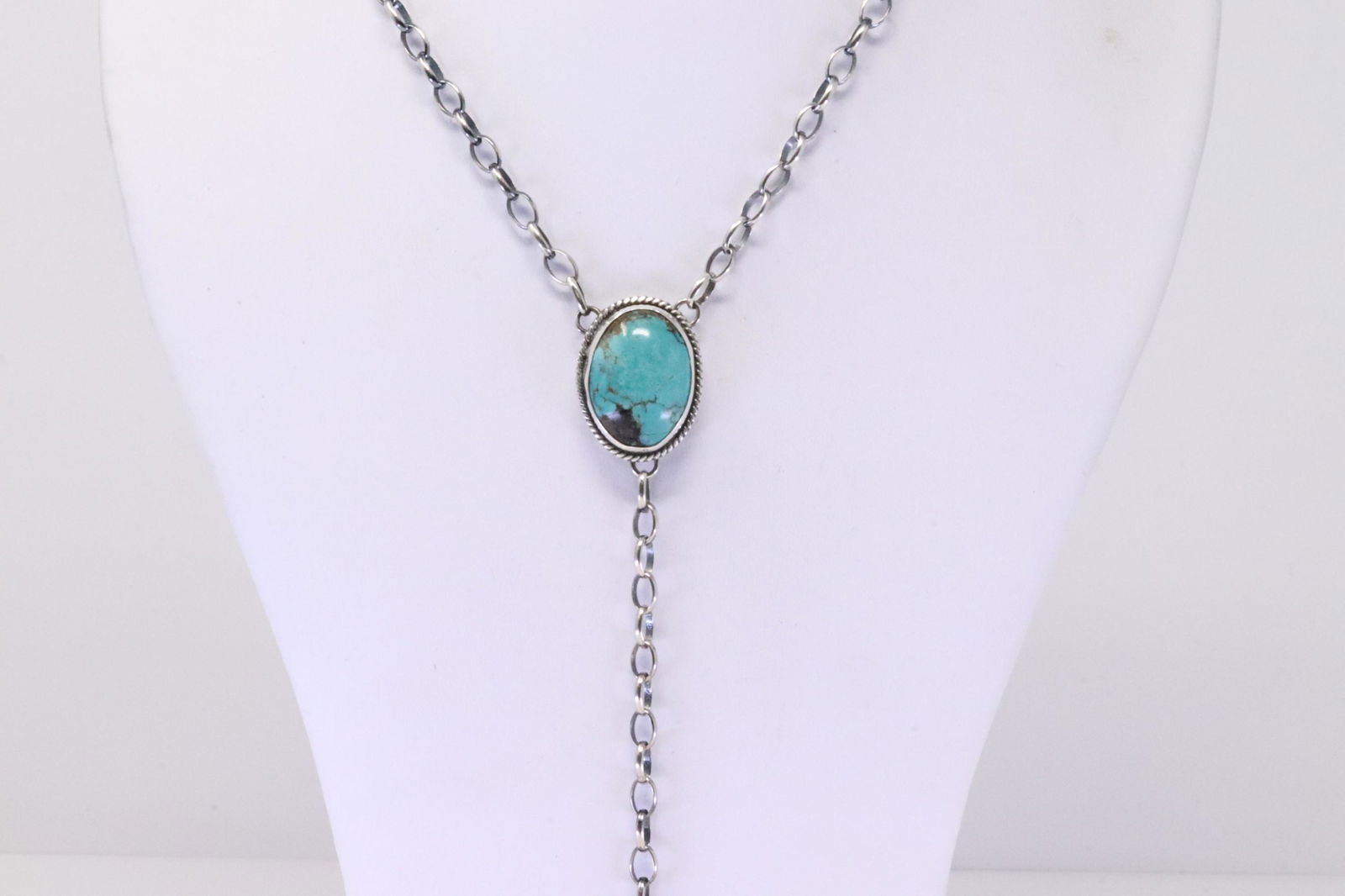 Native America Navajo Handmade Sterling Silver Turquoise Necklace 2 Stone Cuff. (1 of 5)