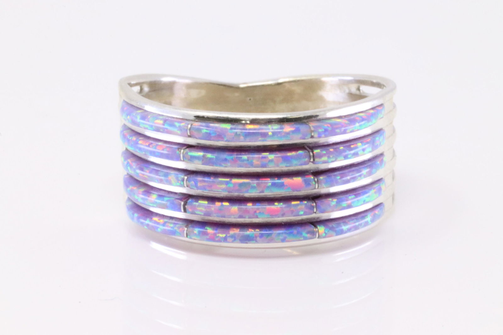 Native America Navajo Handmade Sterling Silver Pink Fire Opal Ring. (1 of 4)