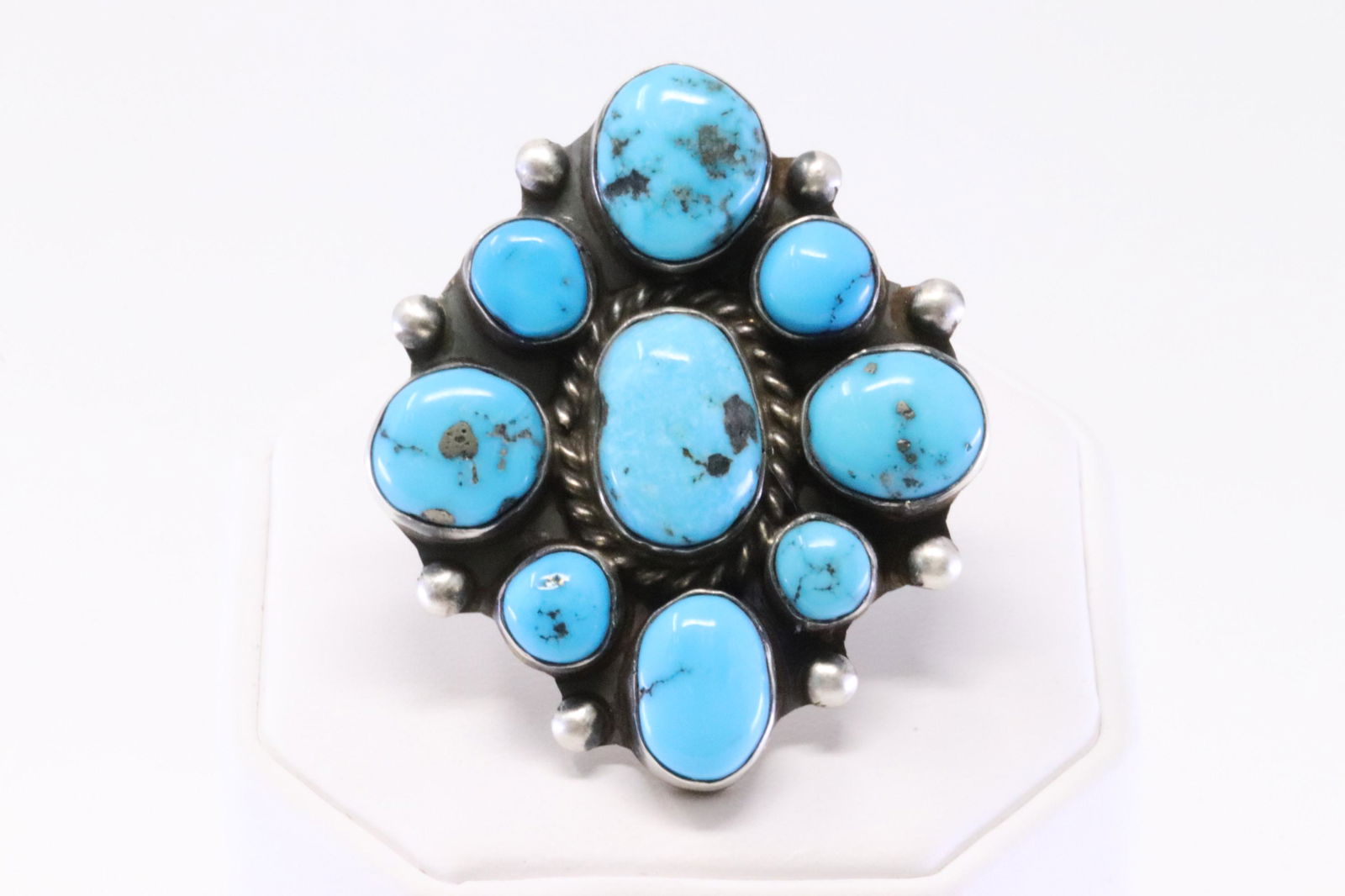 Native America Navajo Handmade Sterling Silver Kingman Turquoise Ring By Wilson Dawes. (1 of 4)
