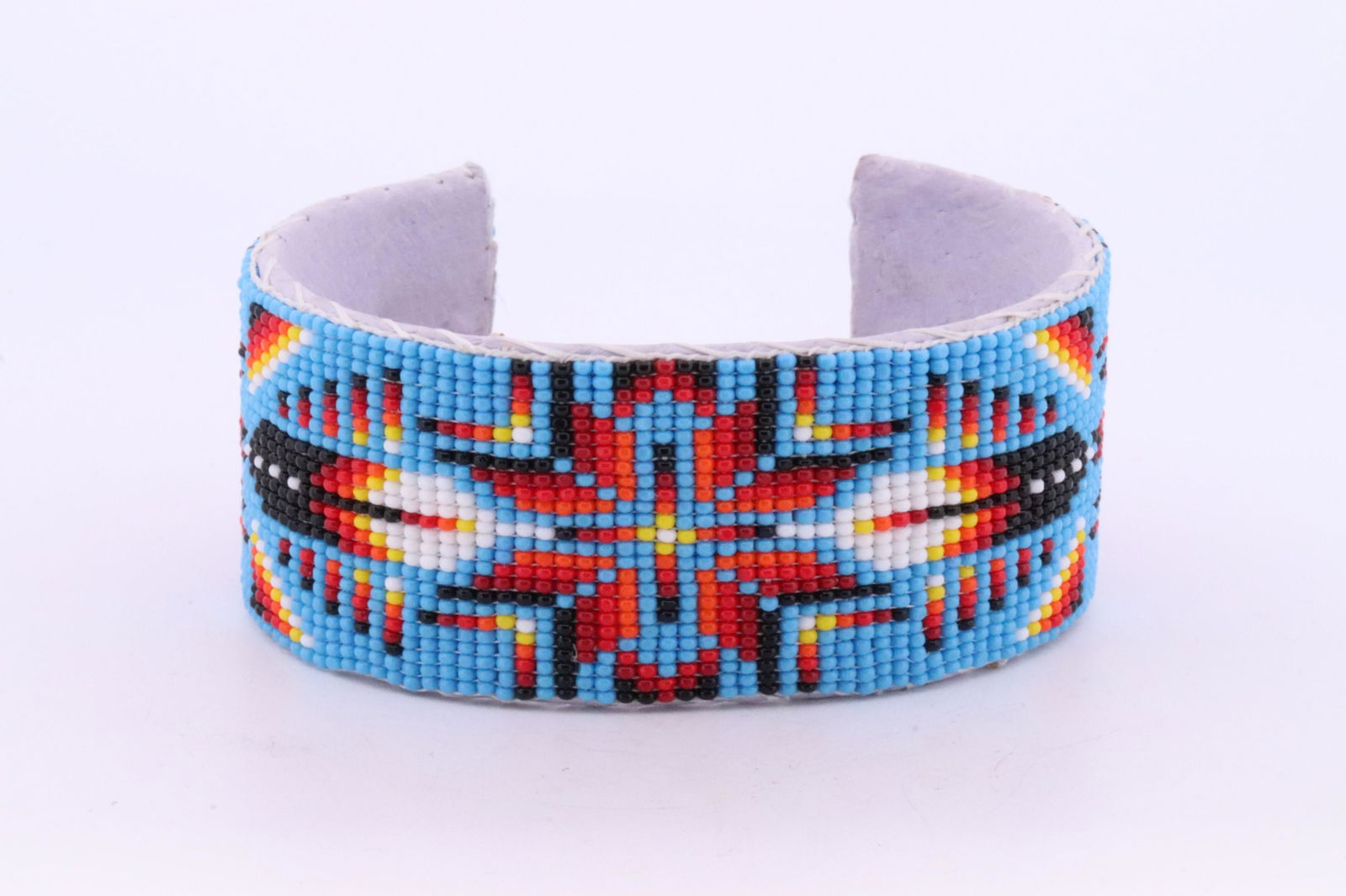 Native America Navajo Handmade Multi-Color Leather Bracelet. (1 of 4)
