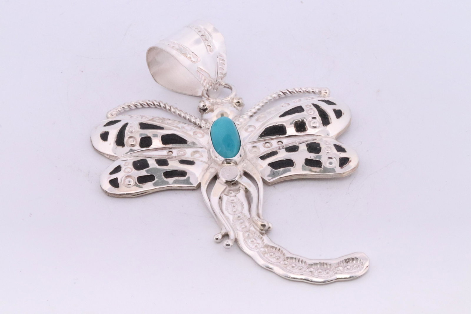 Native America Navajo Handmade Sterling Silver Turquoise Butterfly Pendant By A.Mariano. (1 of 3)
