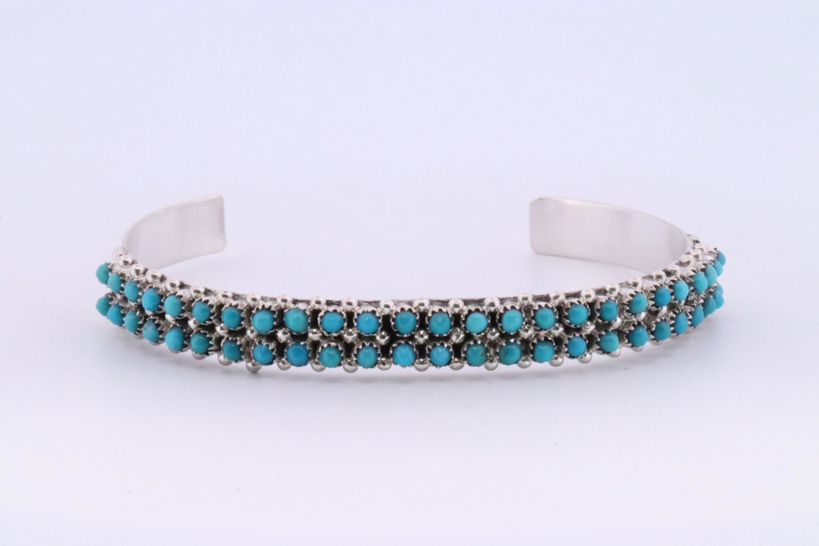 Native America Zuni Handmade Sterling Silver Turquoise Bracelet By S.Haloo. (1 of 4)