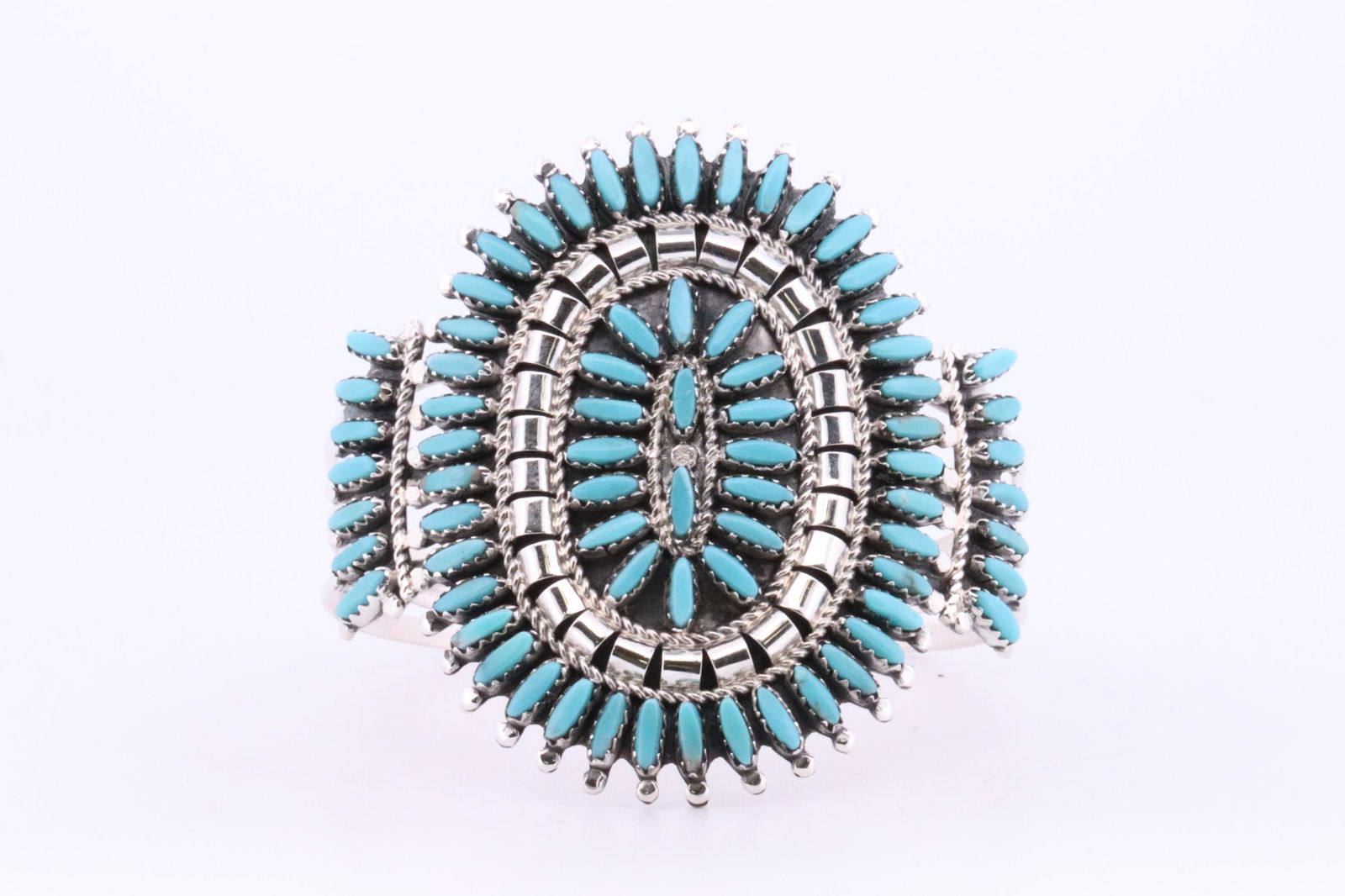 Native America Zuni Handmade Sterling Silver Turquoise Bracelet By N&R Nez. (1 of 4)