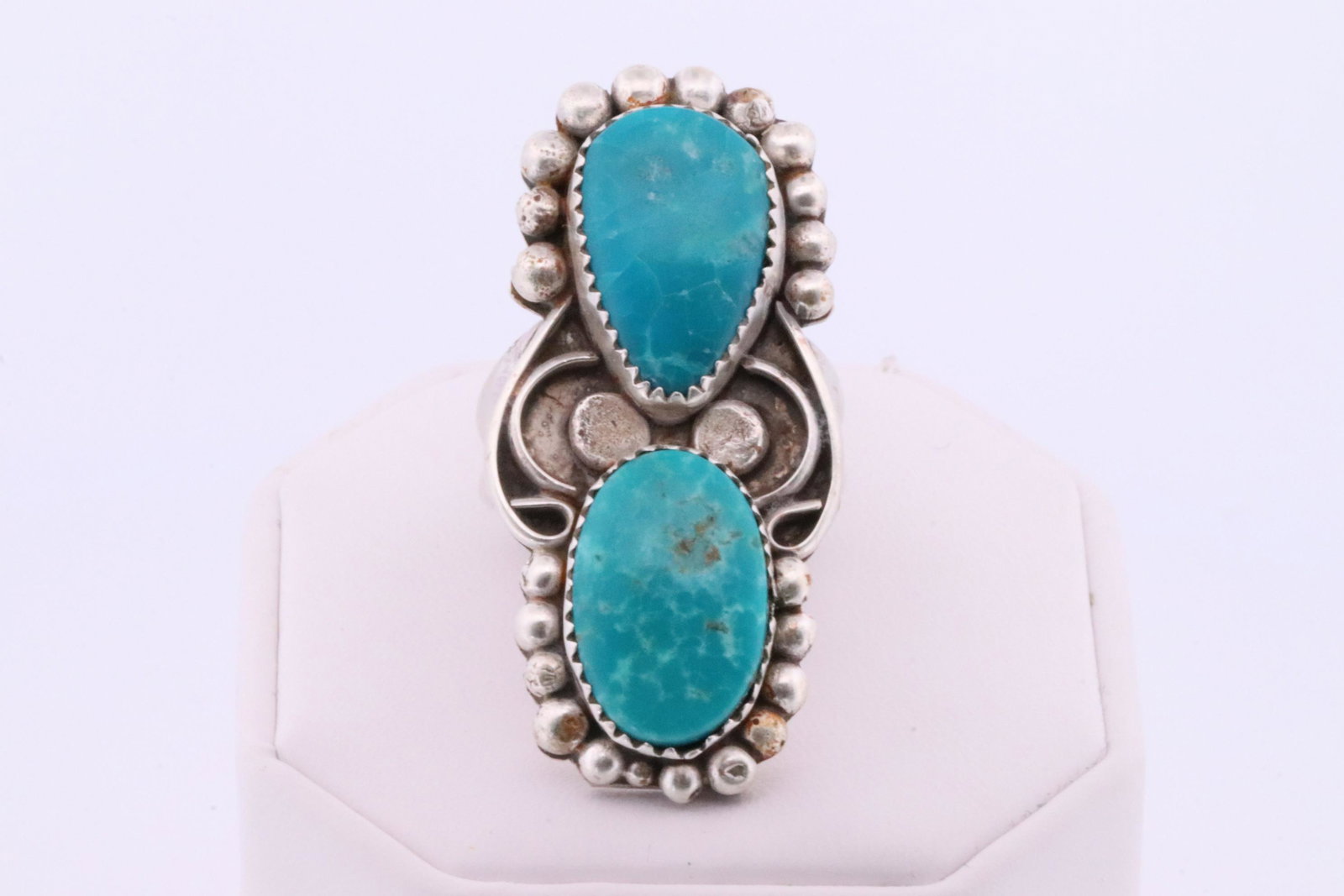 Native American Navajo Handmade Sterling Silver Turquoise Ring By Rena Shelly.: This is a Native American Navajo Handmade Sterling Silver Turquoise Ring By Rena Shelly. Ring size: 8.00. Total weight: 21.2 Grams.