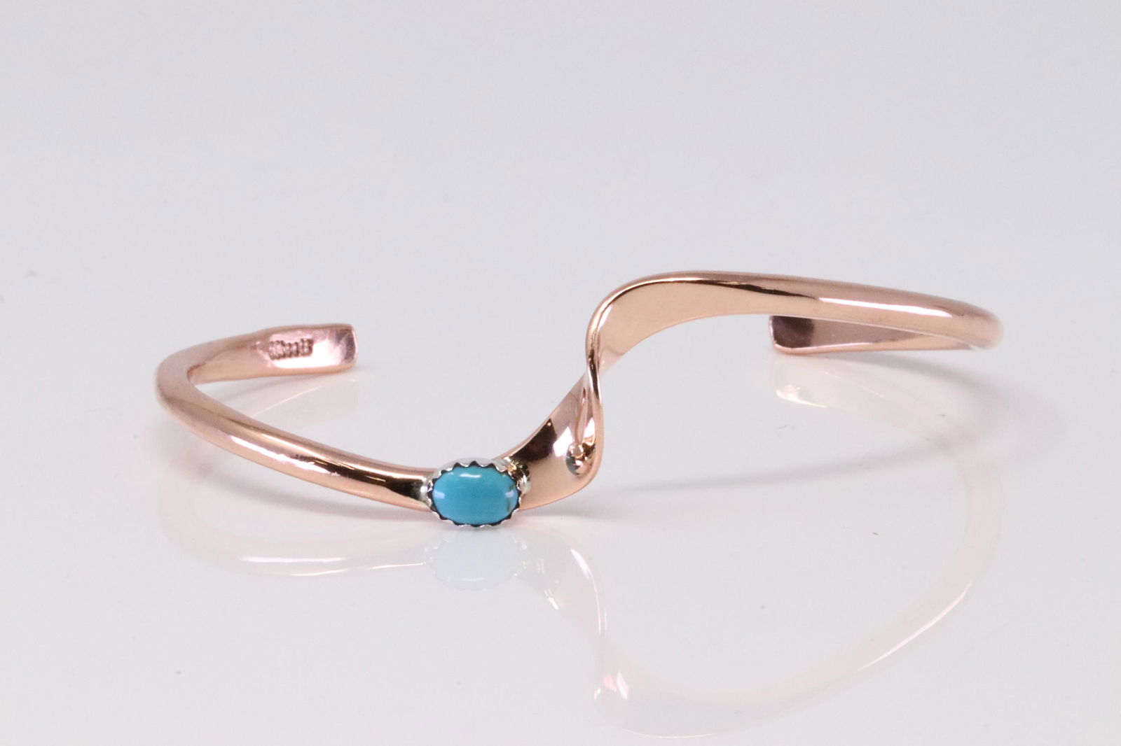 Native America Navajo Handmade Sterling Silver Turquoise Copper Bracelet Cuff By Yolanda Skeets. (1 of 4)