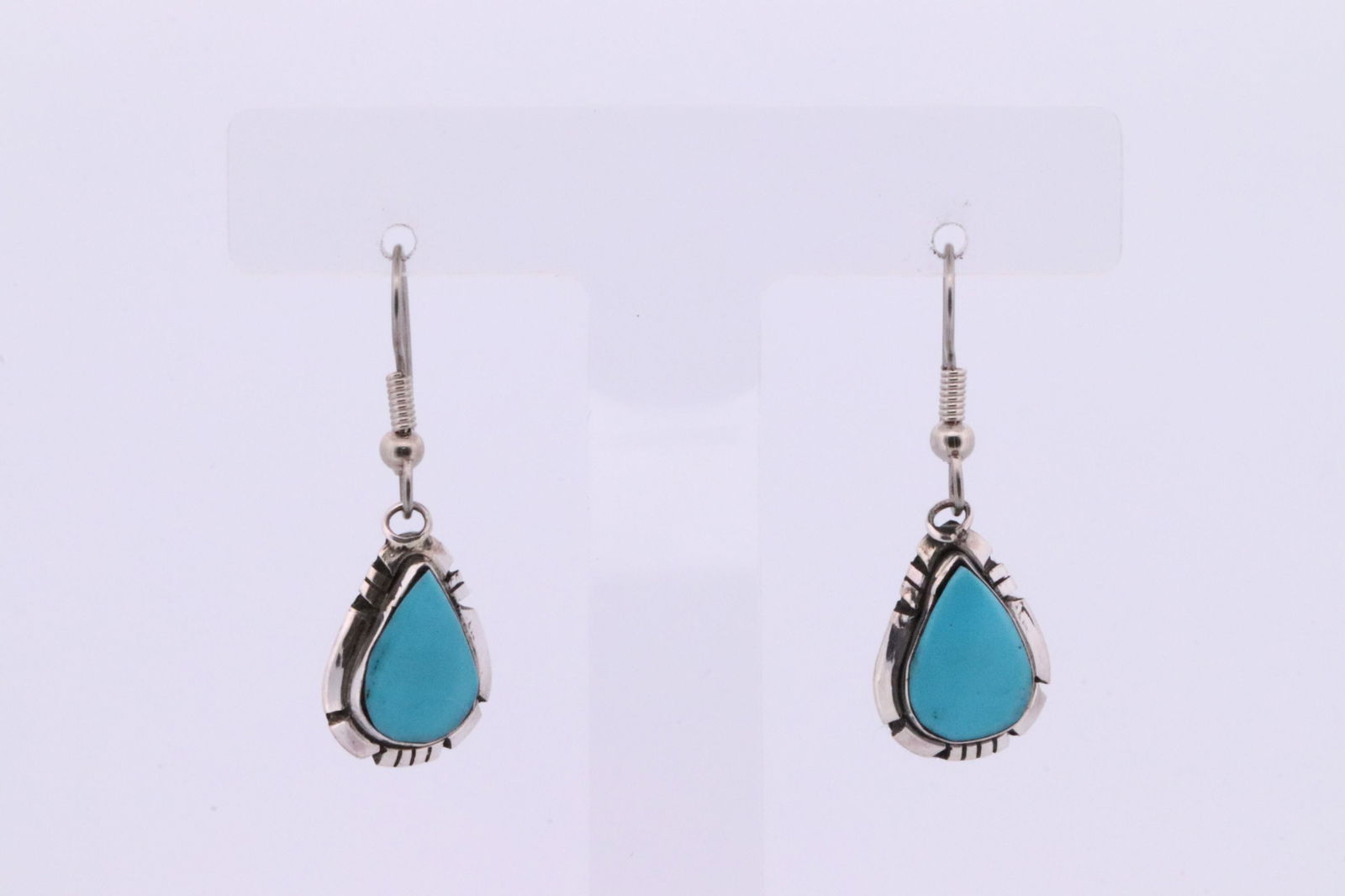 Native America Navajo Handmade Sterling Silver Turquoise Dangling Earring's By C. (1 of 4)