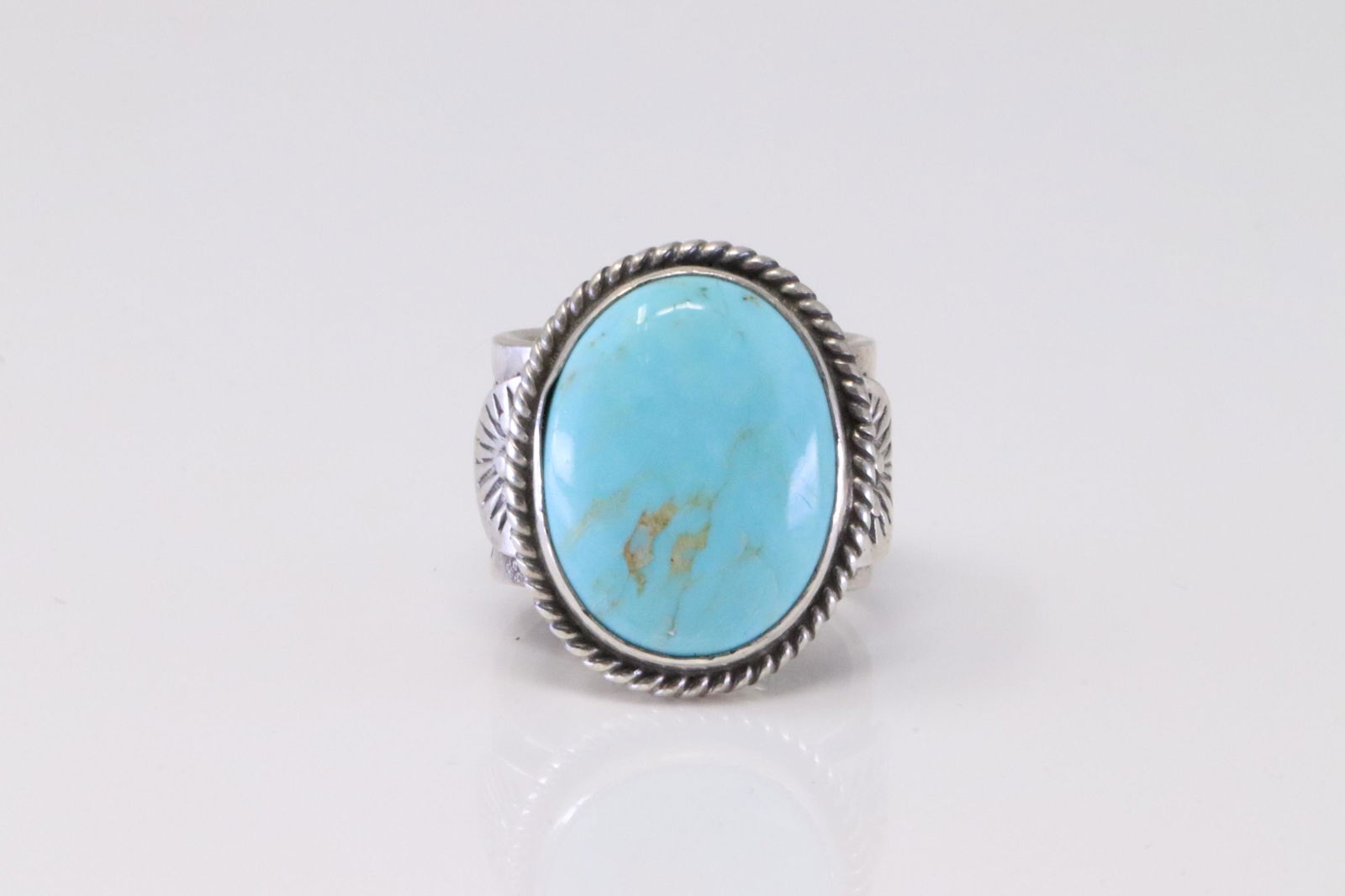 Native America Navajo Handmade Sterling Silver Turquoise Ring Sunshine Reeves. (1 of 4)