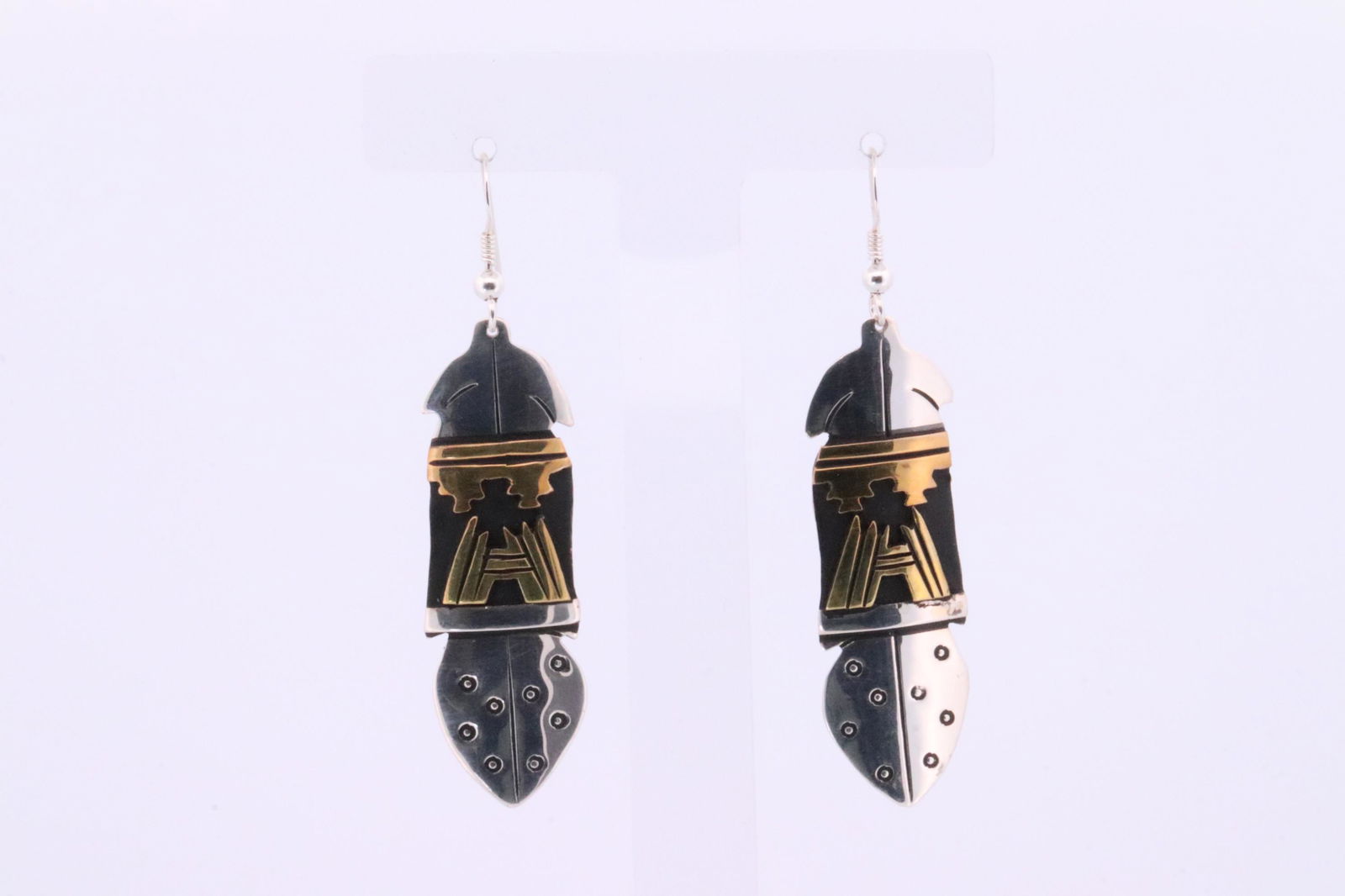 Native American Navajo Handmade Sterling Silver Feather Dangling Earring's By T&R Singer. (1 of 4)