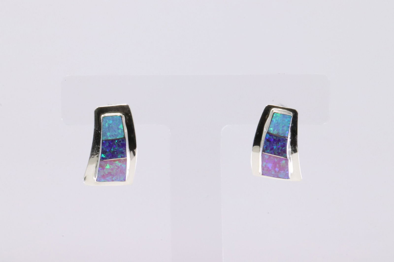 Native America Navajo Handmade Sterling Silver Multi-Color Opal Post Earring's By T.N. (1 of 4)