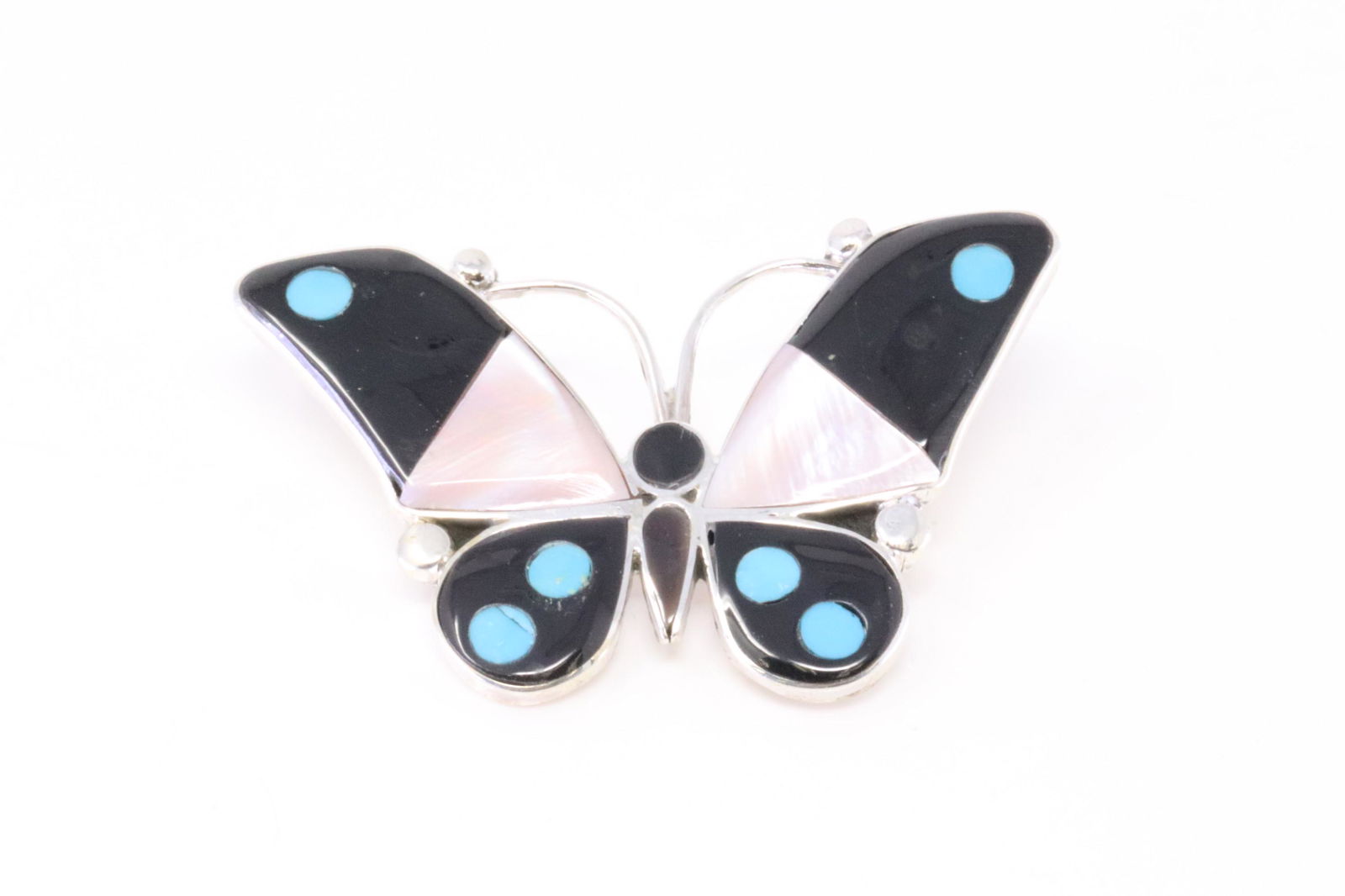 Native America Zuni Handmade Sterling Silver Multi-Color Butterfly Pin / Pendant By A.A. (1 of 3)
