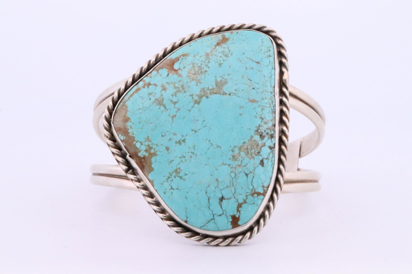 Native American Navajo Handmade Sterling Silver Turquoise Bracelet By Danny Henio. (1 of 4)