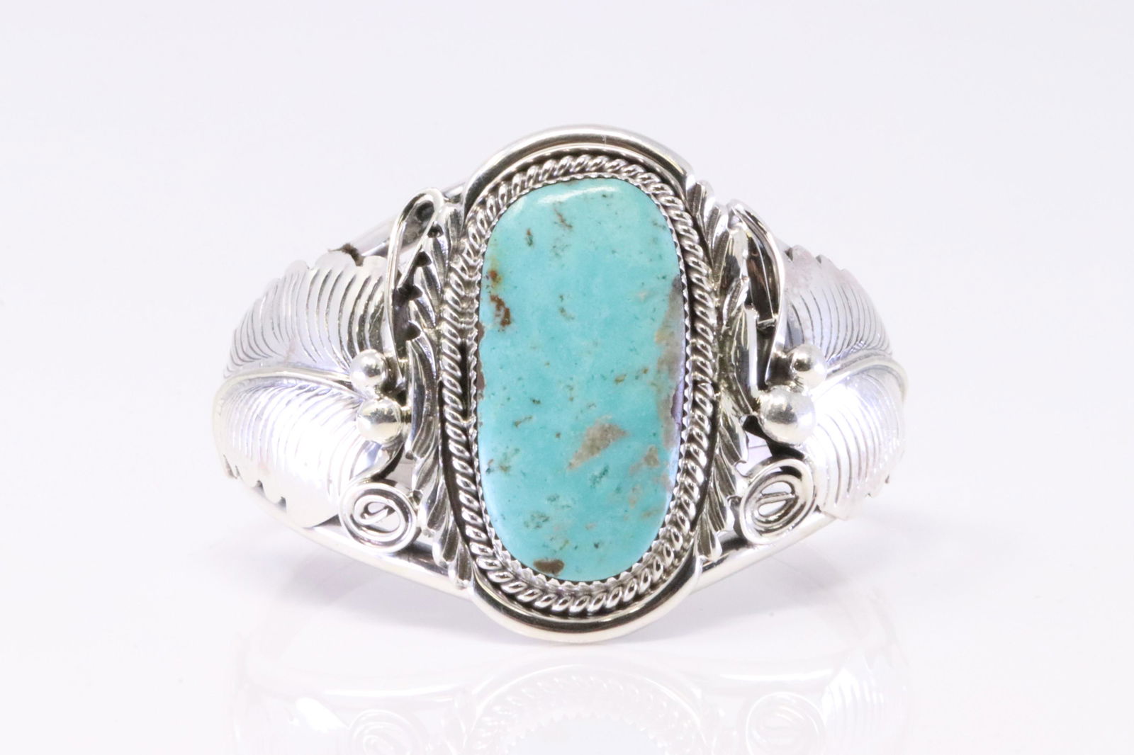 Native America Navajo Handmade Sterling Silver Turquoise Bracelet Cuff By M.Thomas Jr. (1 of 4)