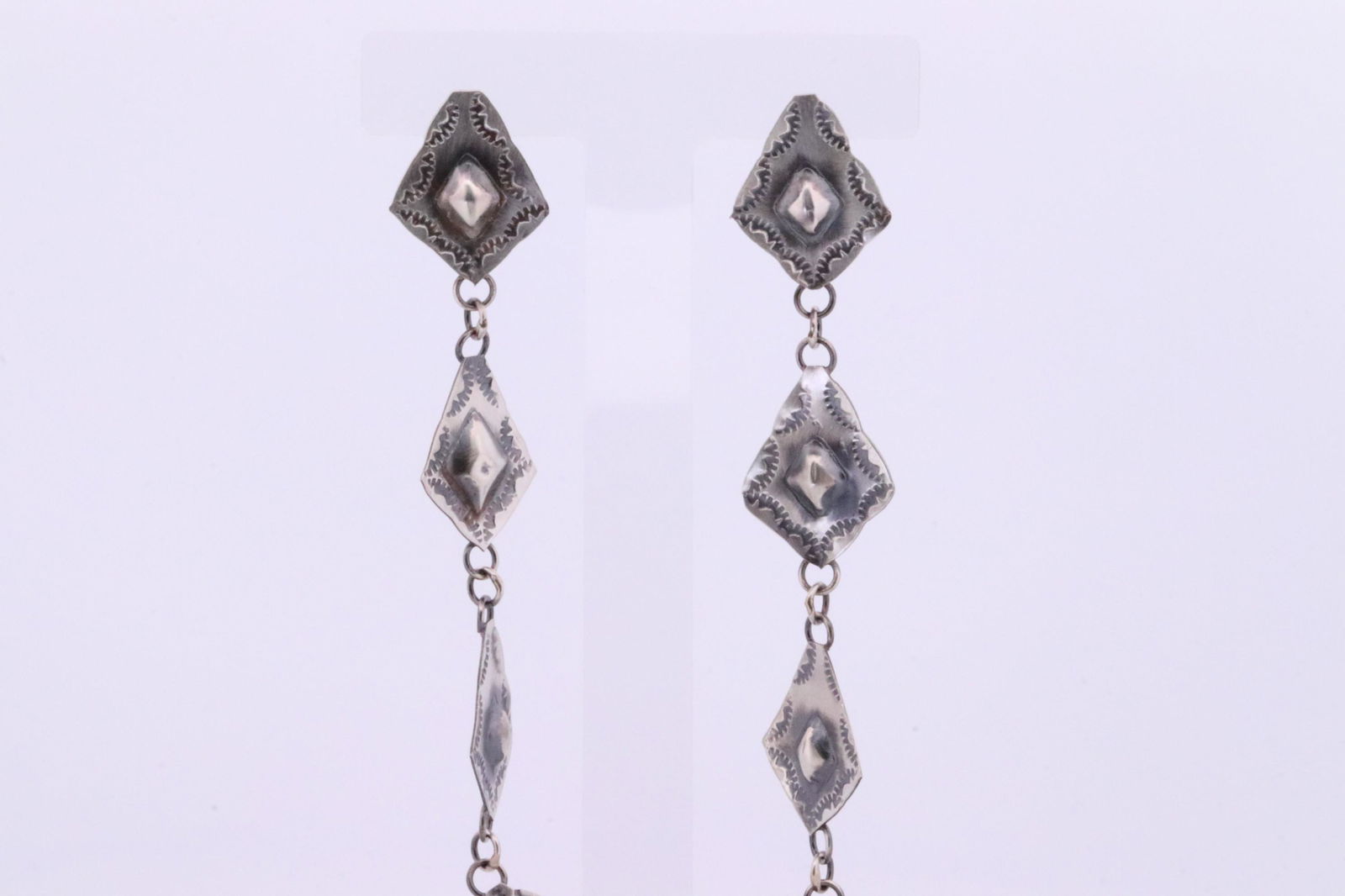 Native America Navajo Handmade Sterling Silver Dangling Earring's. (1 of 4)