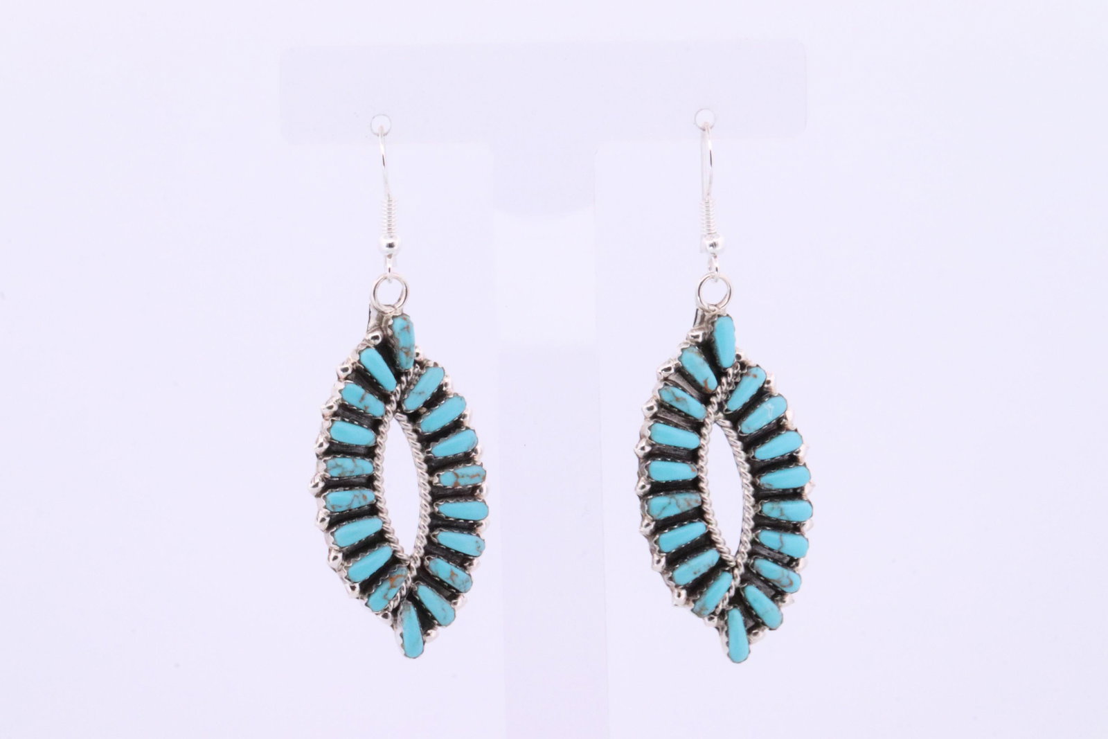 Native American Navajo Handmade Sterling Silver Turquoise Danglin Earring's By Tamara Benally.: This is a Native American Navajo Handmade Sterling Silver Turquoise Dangling Earring's By Tamara Benally.
