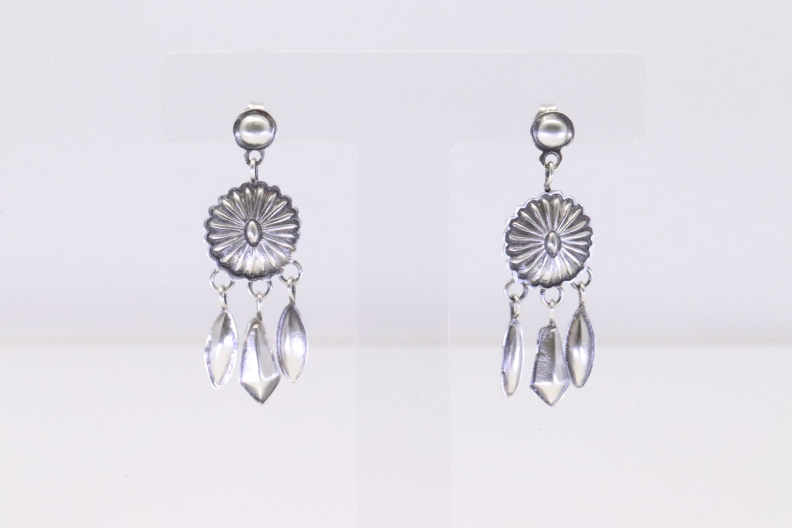 Native America Navajo Handmade Sterling Silver Post Earring's By Terry Charlie.: This is a Native America Navajo Handmade Sterling Silver Post Earring's By Terry Charlie.