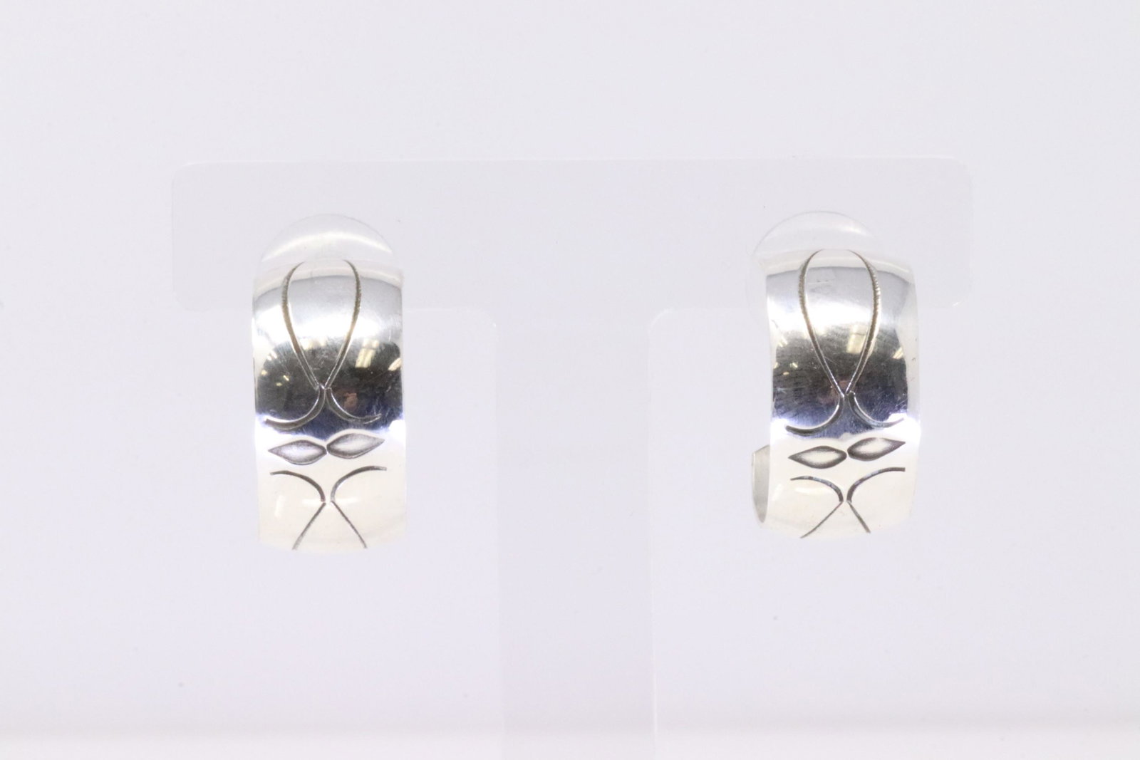 Native America Navajo Handmade Sterling Silver Hoop Post Earring's By Nova Ashley.: This is a Native America Navajo Handmade Sterling Silver Hoop Post Earring's By Nova Ashley.