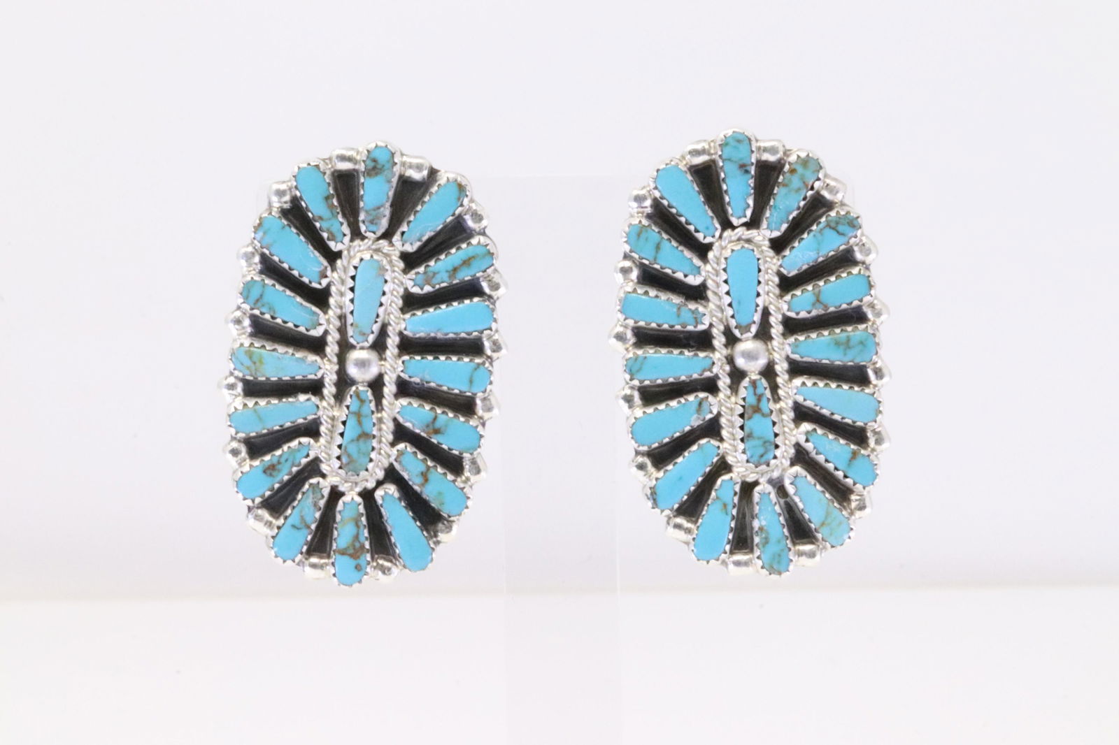 Native America Navajo Handmade Sterling Silver Synthetic Turquoise Post Earring's By S. (1 of 4)