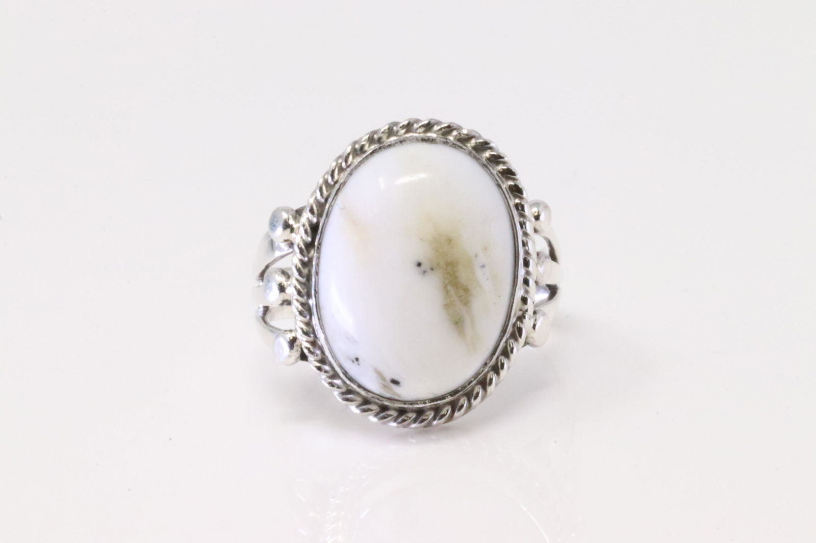 Native America Navajo Handmade Sterling Silver White Buffalo Ring By Grace Kenneth. (1 of 4)