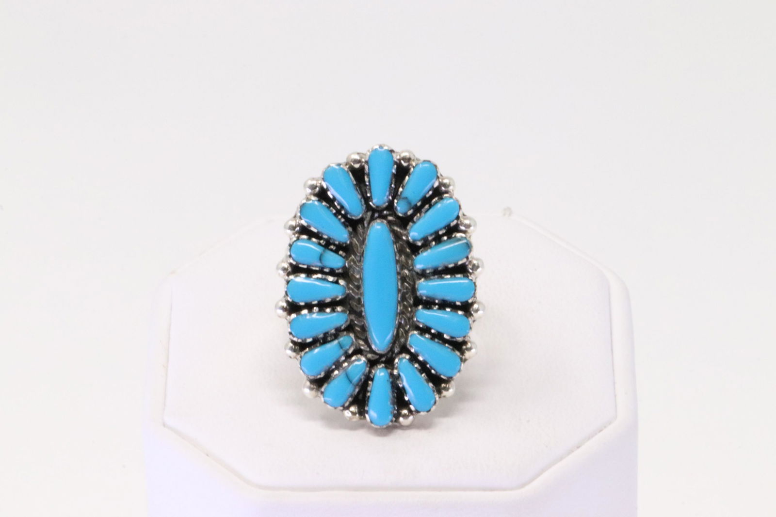 Native America Zuni Handmade Sterling Silver Turquoise Ring By B. (1 of 3)