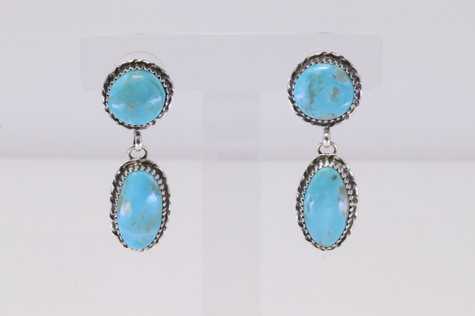 Native American Navajo Handmade Sterling Silver Turquoise Post Earring's By Avin Joe. (1 of 4)