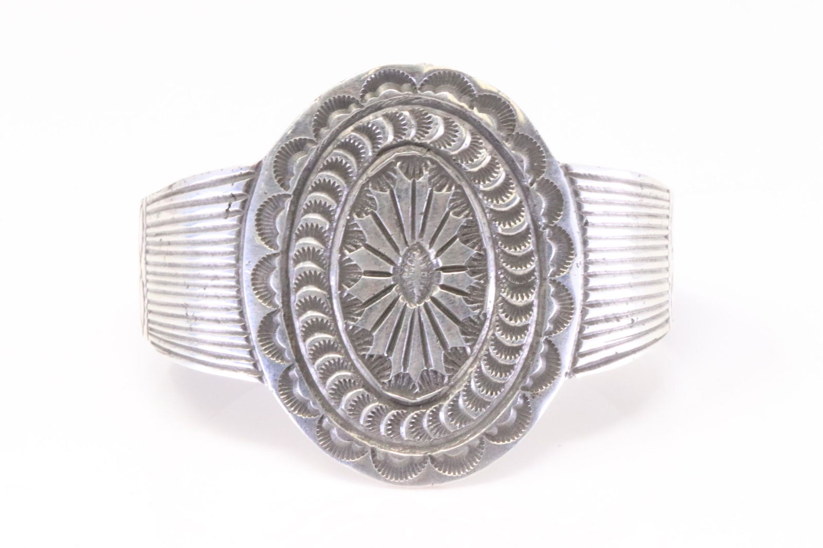 Native America Navajo Handmade Sterling Silver Solid Bracelet Cuff By Emerson Kinsel. (1 of 4)