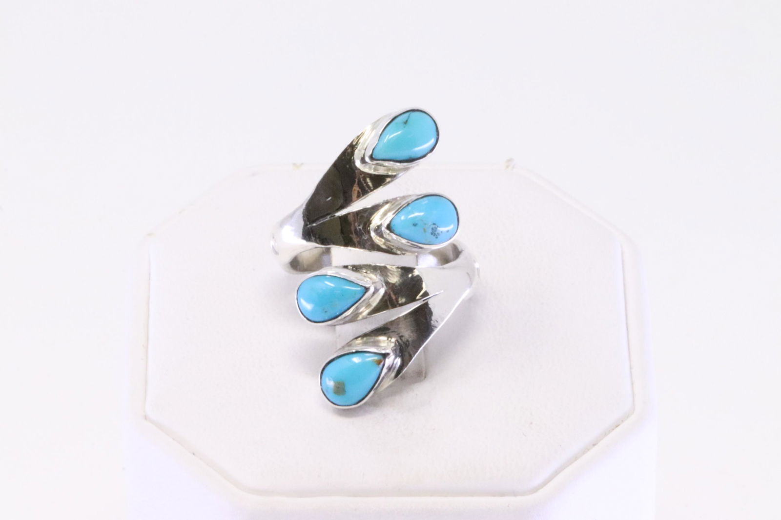 Native America Navajo Handmade Sterling Silver Turquoise Ring By Mark Barney. (1 of 4)