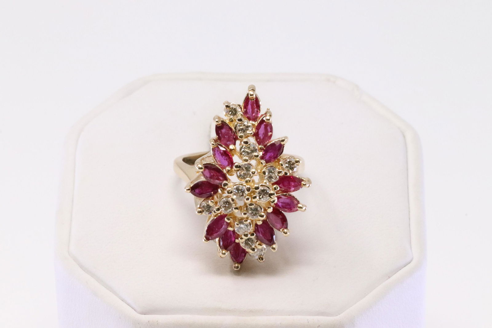 14Kt Yellow Gold Ruby Diamond Ring. (1 of 5)