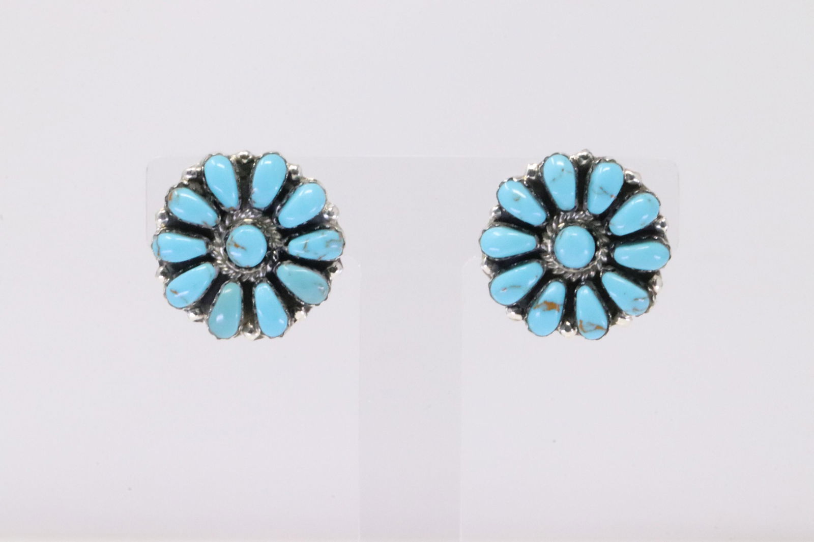 Native America Navajo Handmade Sterling Silver Synthetic Turquoise Post Earring's By Lisa Williams. (1 of 4)