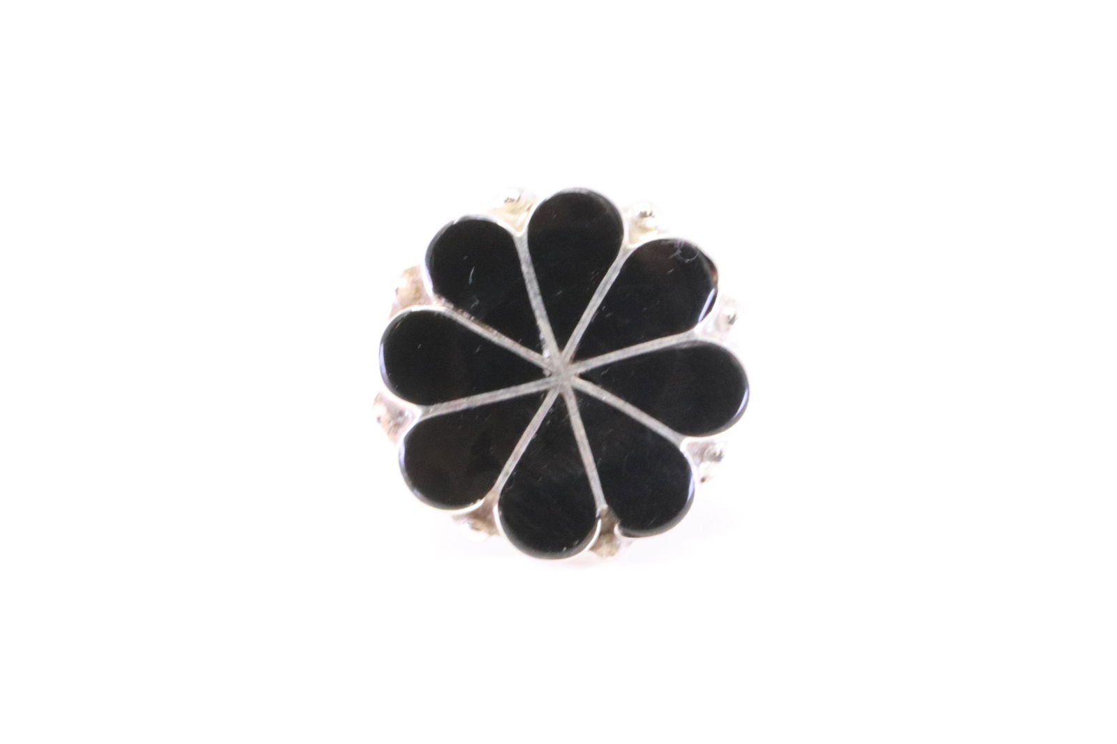Native America Zuni Handmade Sterling Silver Black Onyx Ring Inlay By D.S. (1 of 4)