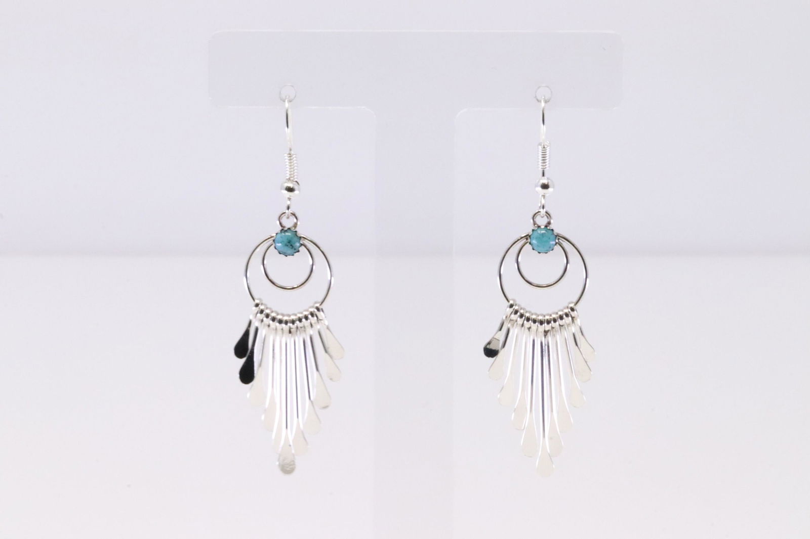 Native America Navajo Handmade Sterling Silver Turquoise Dreamcatcher Dangling Earring's By Pauline (1 of 4)