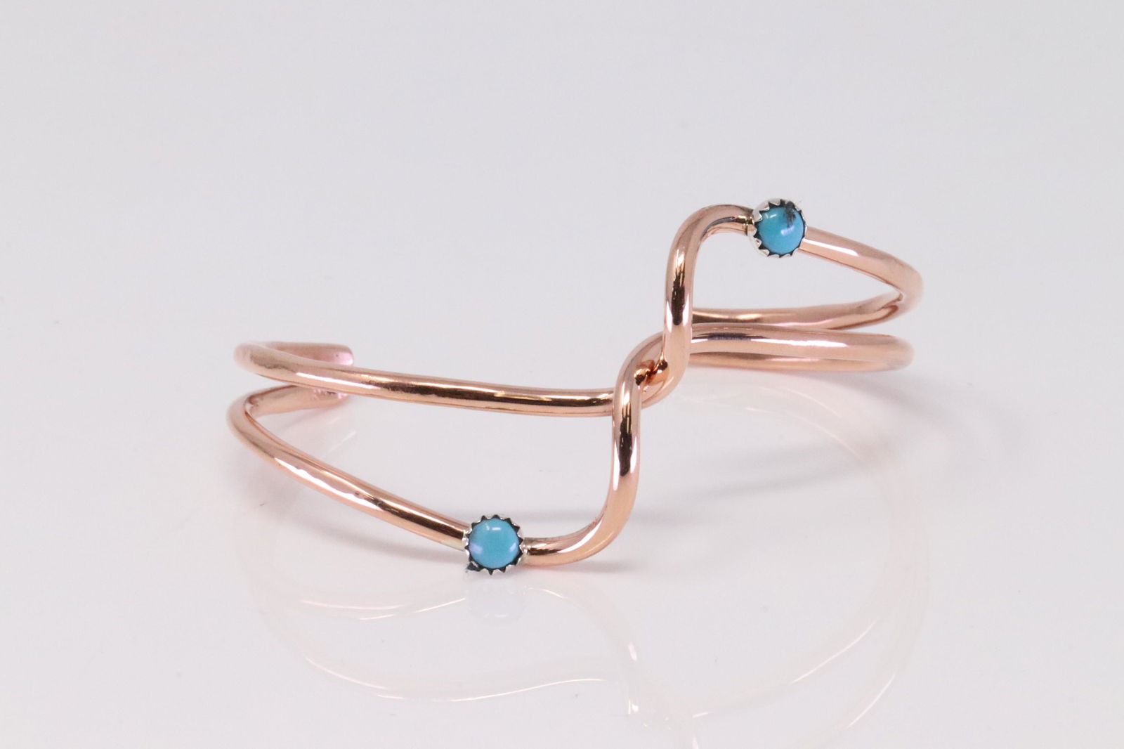 Native America Navajo Handmade Sterling Silver Copper Turquoise Bracelet Cuff By Yolanda Skeets. (1 of 4)