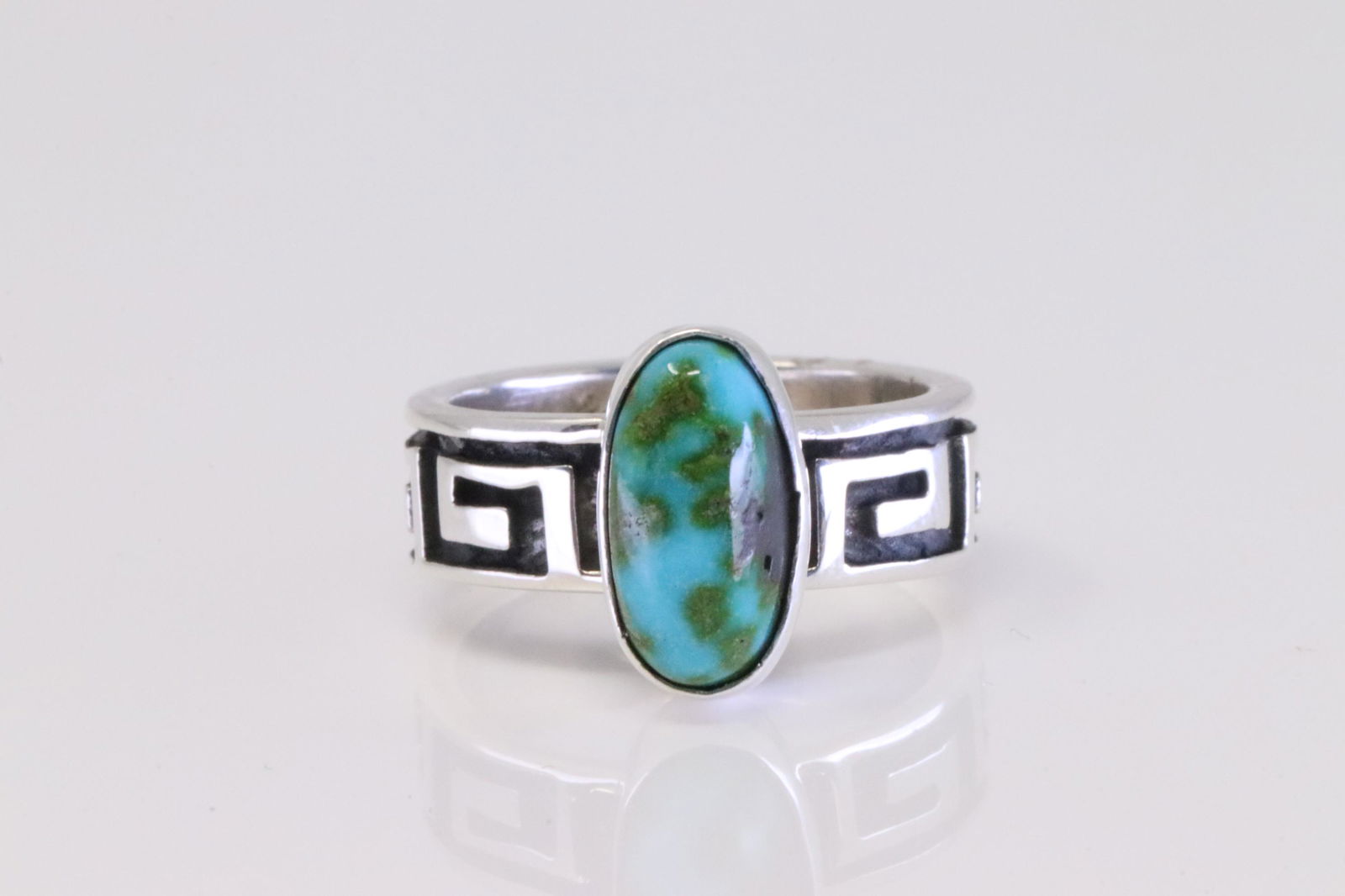 Native America Navajo Handmade Sterling Silver Sonora Gold Turquoise Ring Signed By C.B. (1 of 4)