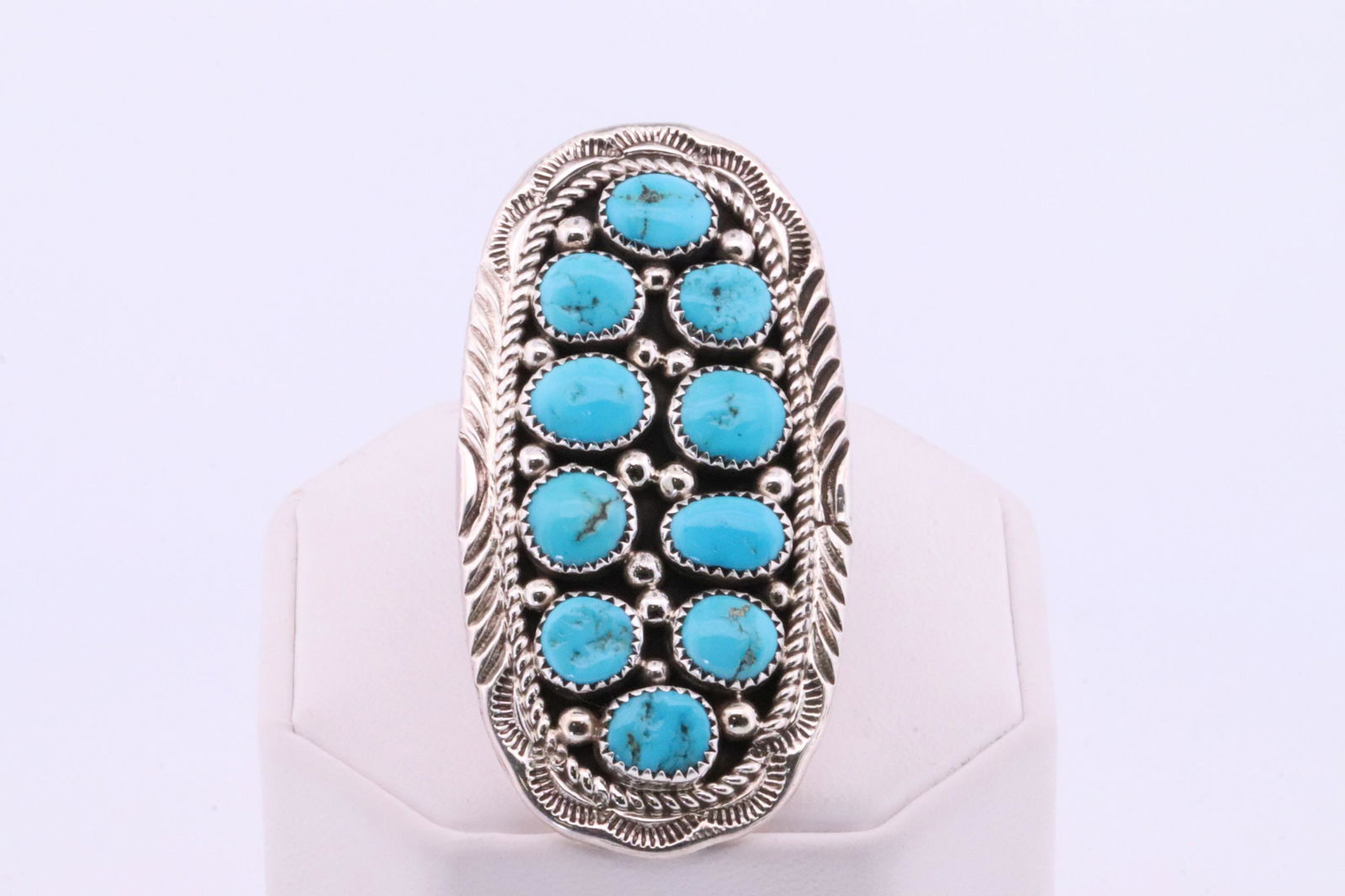 Native America Navajo Handmade Sterling Silver Turquoise Ring By M.H. (1 of 4)