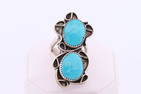 Native American Navajo Handmade Sterling Silver Turquoise Ring By Rena Shelly.